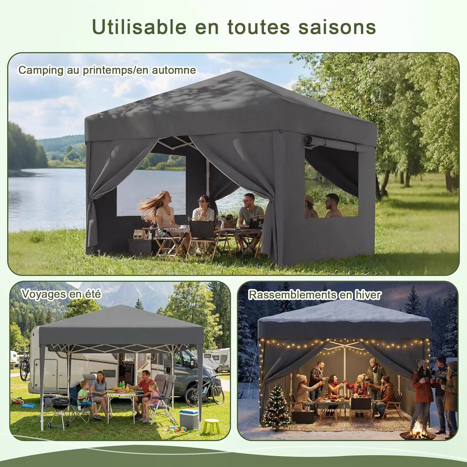 Tonnelle gris 3x3 m vue 8