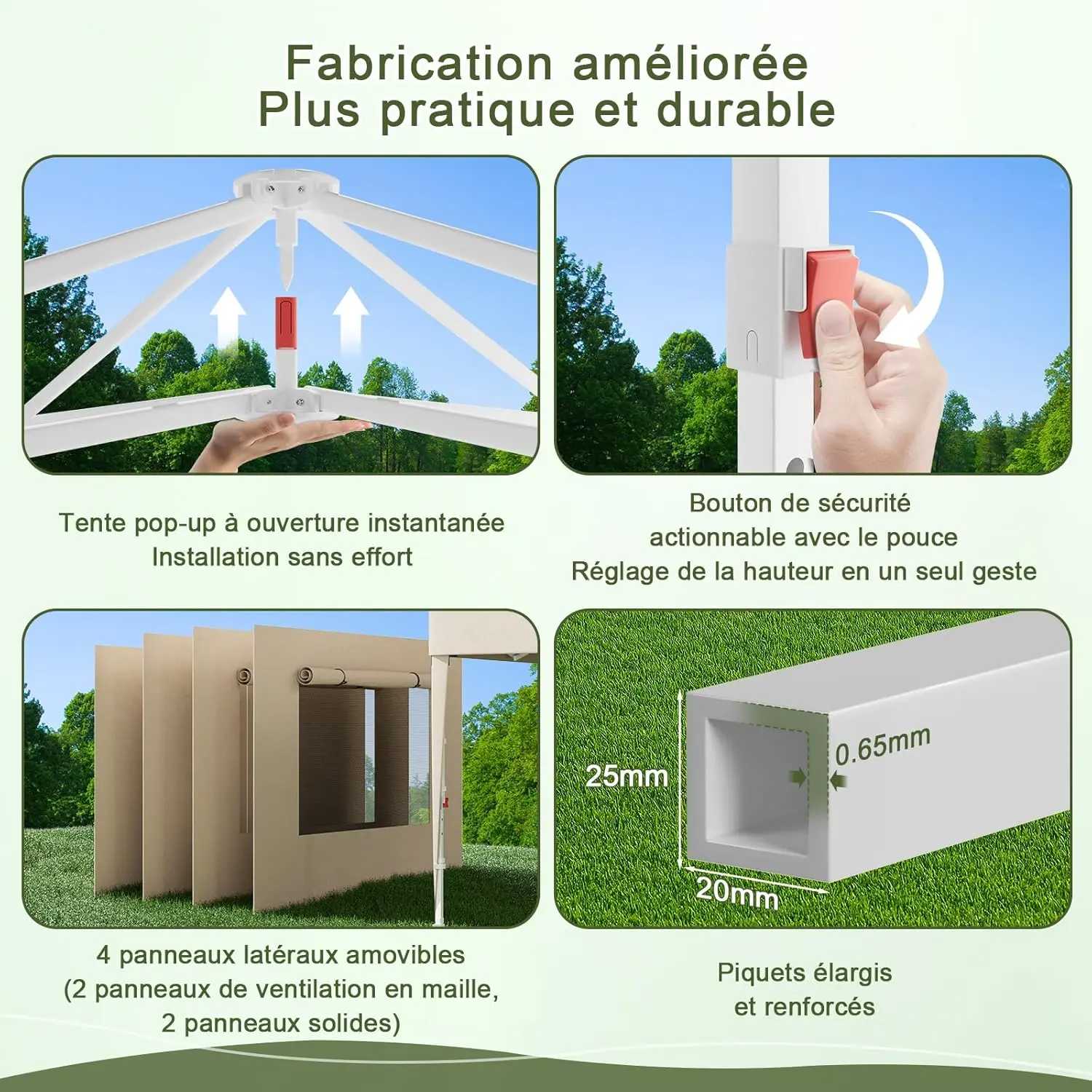 Tonnelle en métal beige 3x3 m vue 7