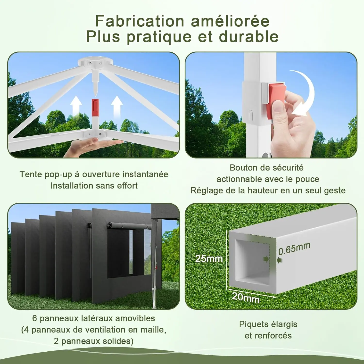 Tonnelle en métal gris 3x6 m vue 7