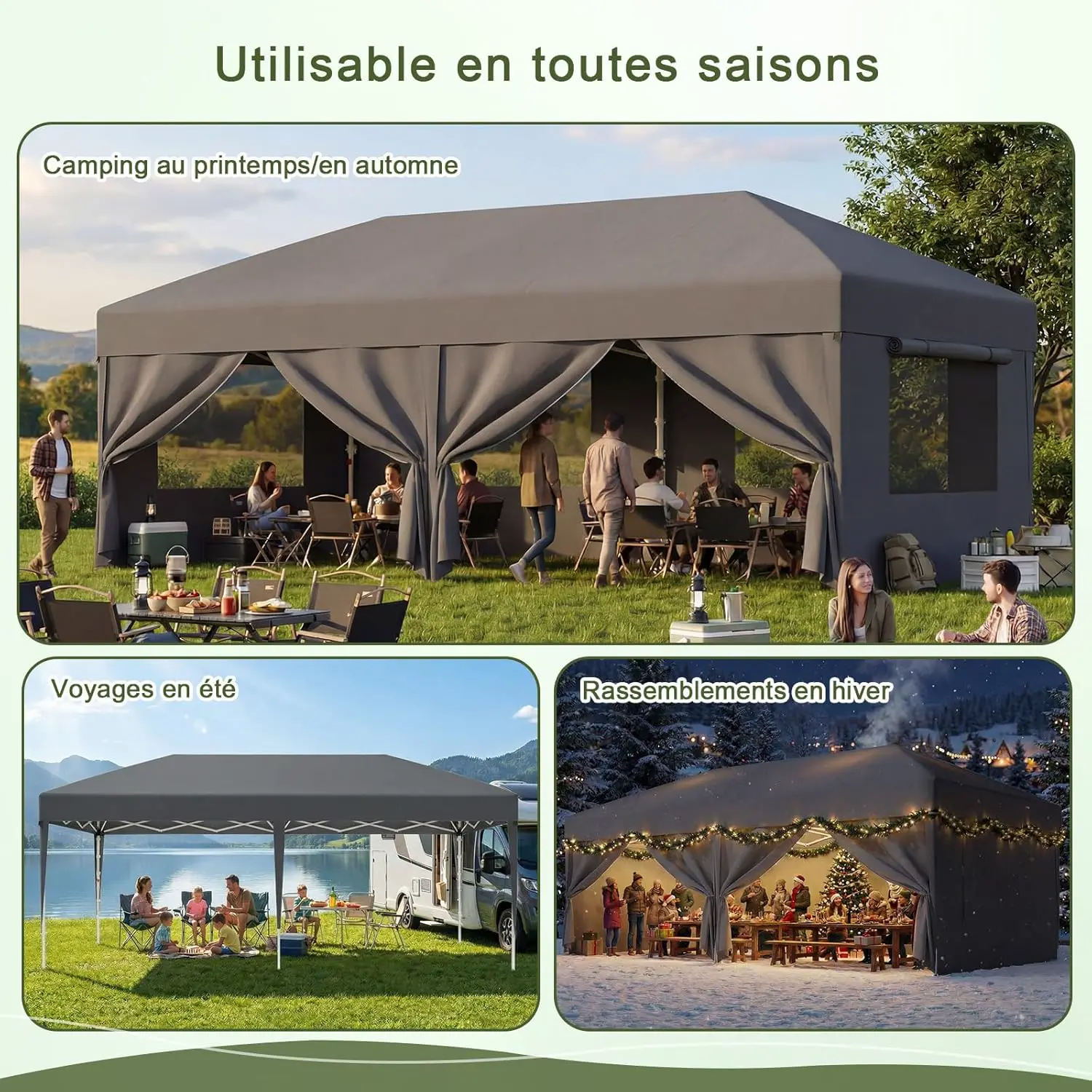 Tonnelle en métal gris 3x6 m vue 8