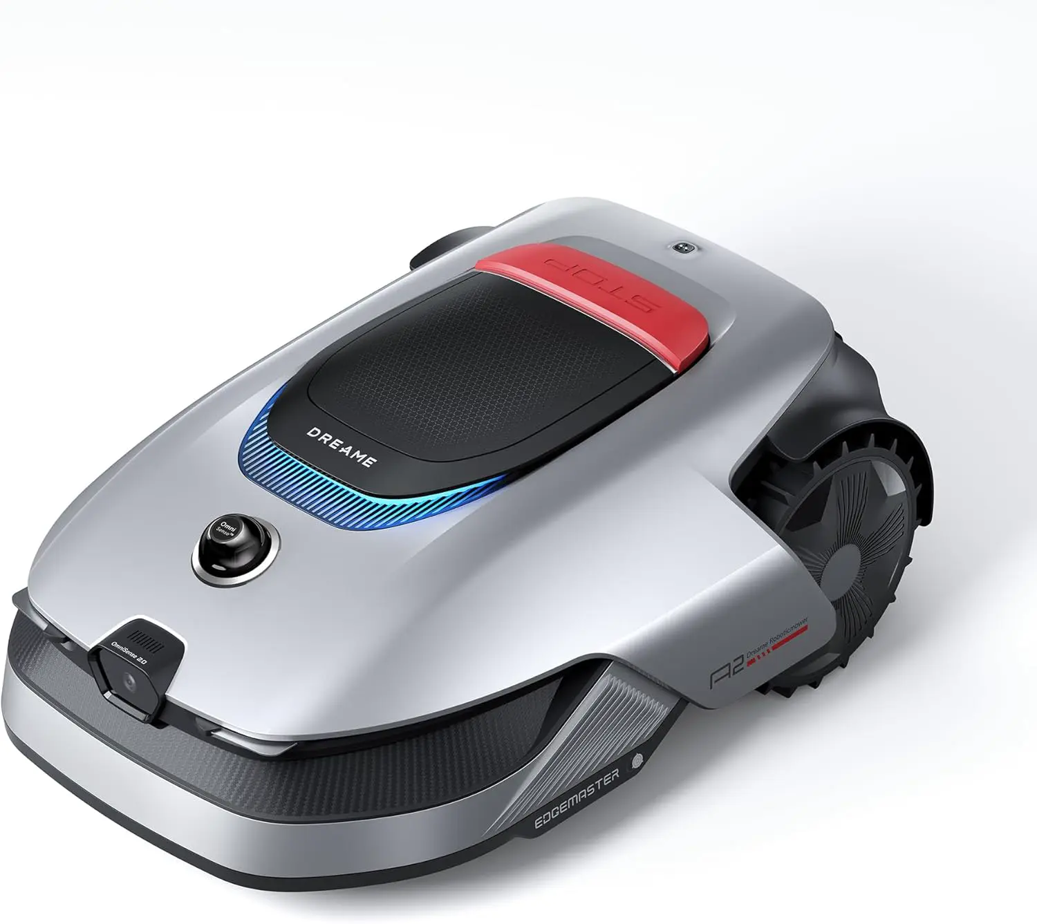 Robot tondeuse gris vue 1