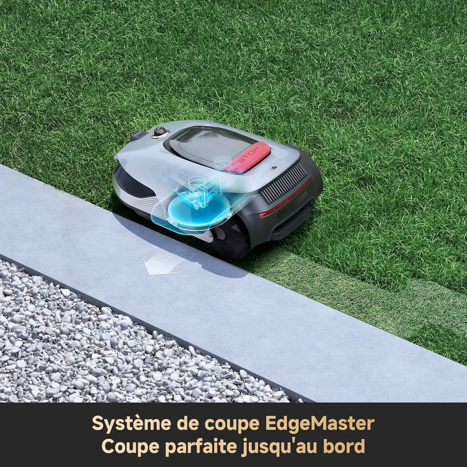 Robot tondeuse gris vue 5