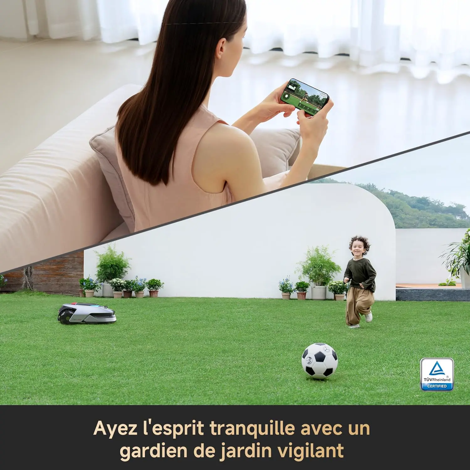 Robot tondeuse gris vue 7