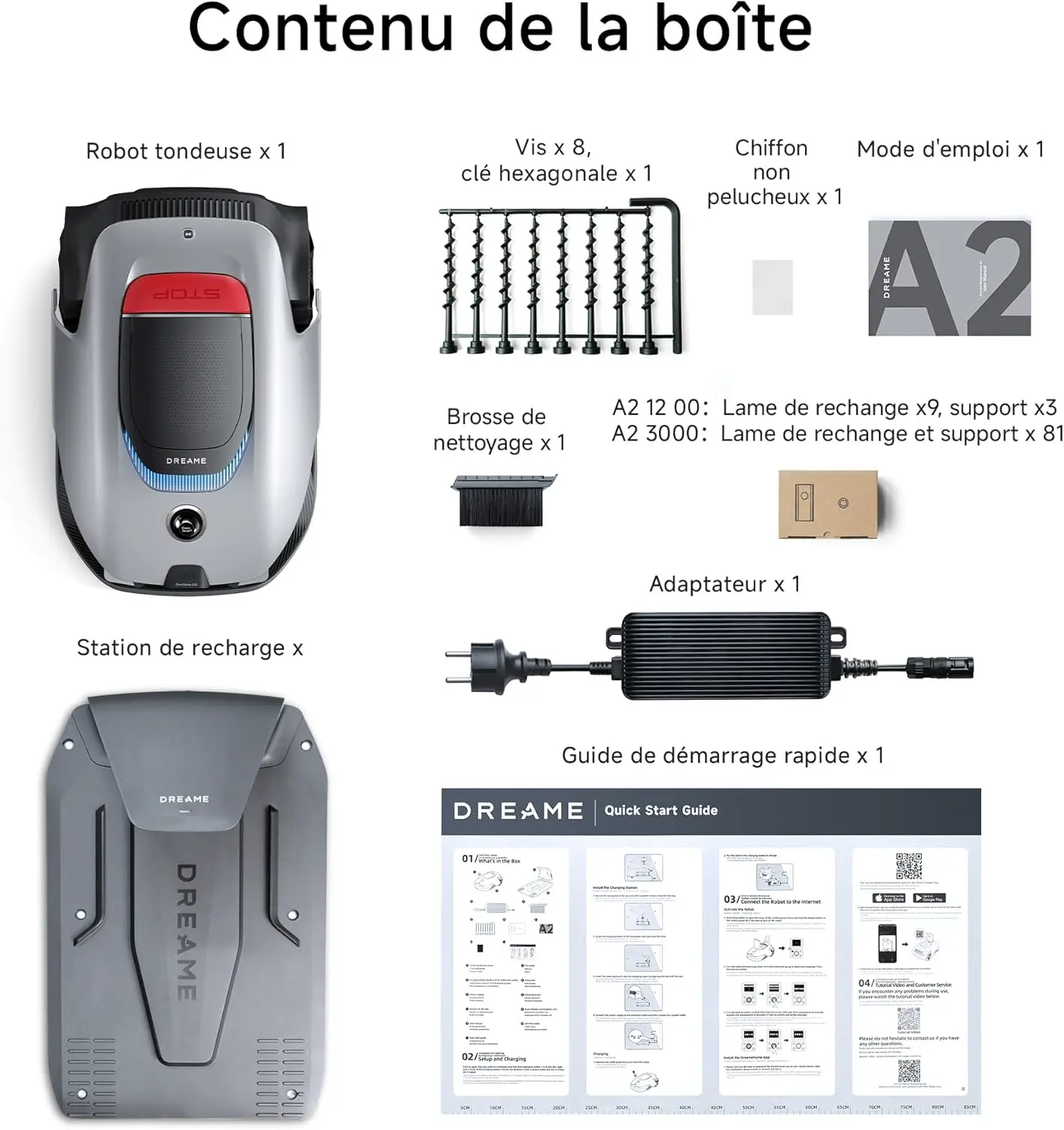 Robot tondeuse gris vue 8