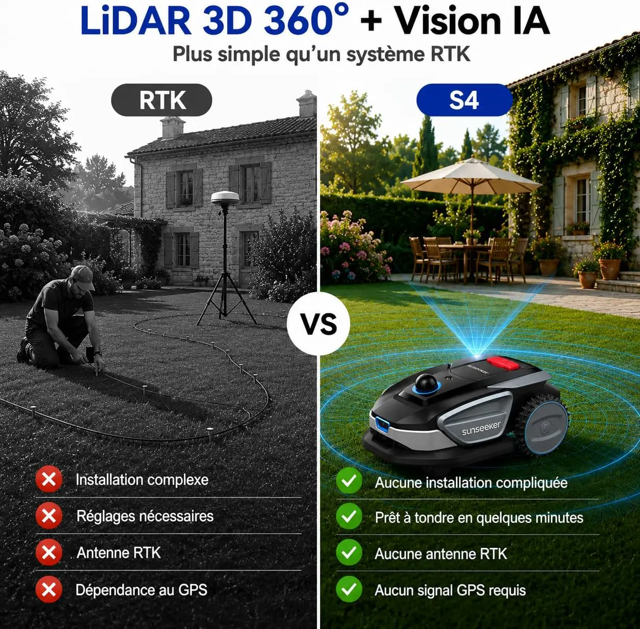 Robot tondeuse gris vue 3