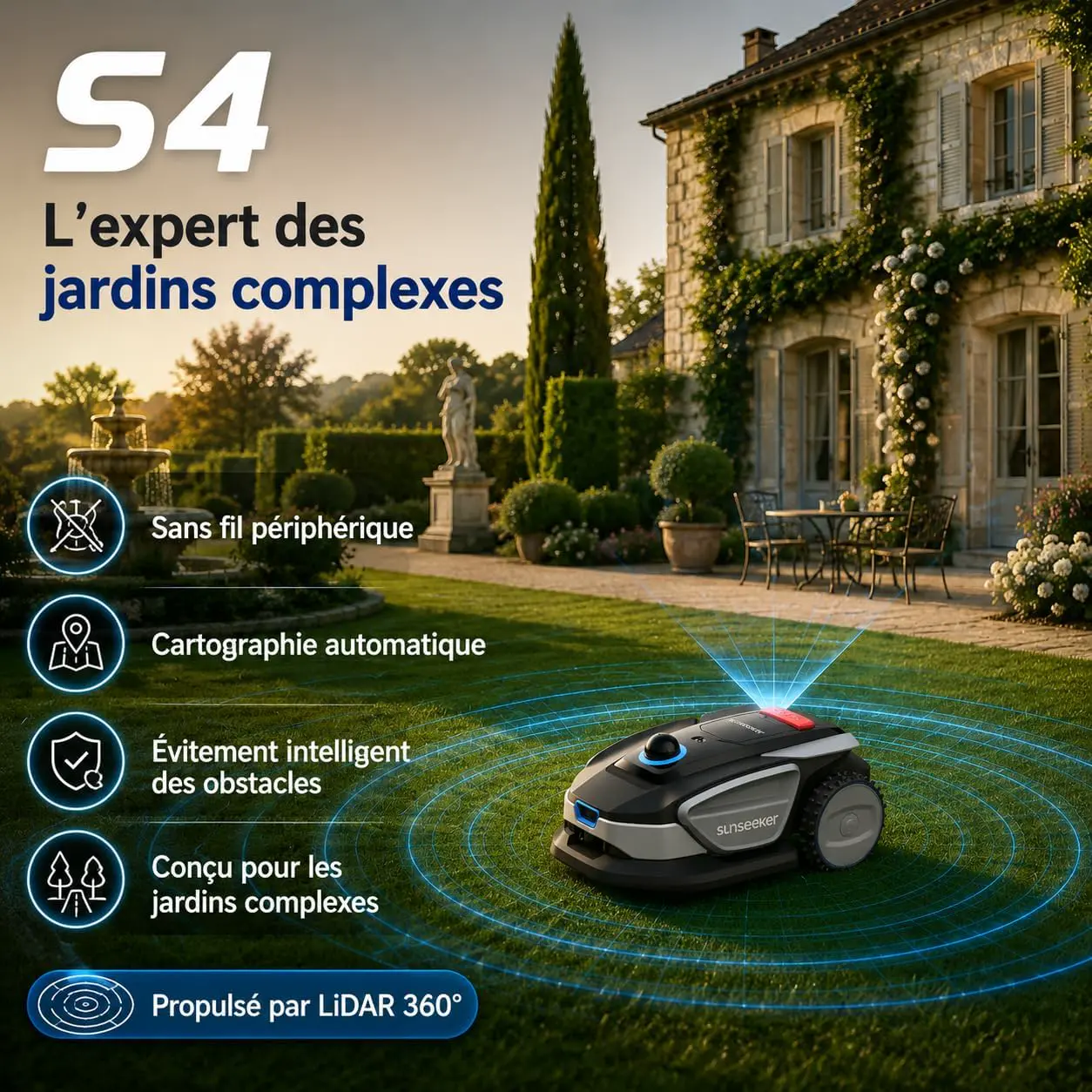 Robot tondeuse gris vue 4