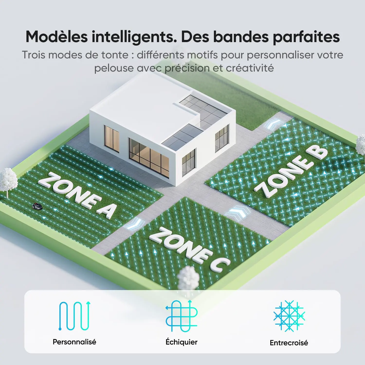 Robot tondeuse gris vue 7