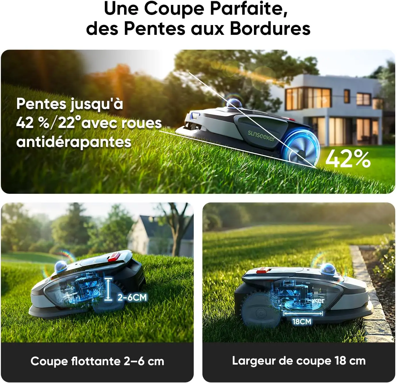 Robot tondeuse gris vue 8
