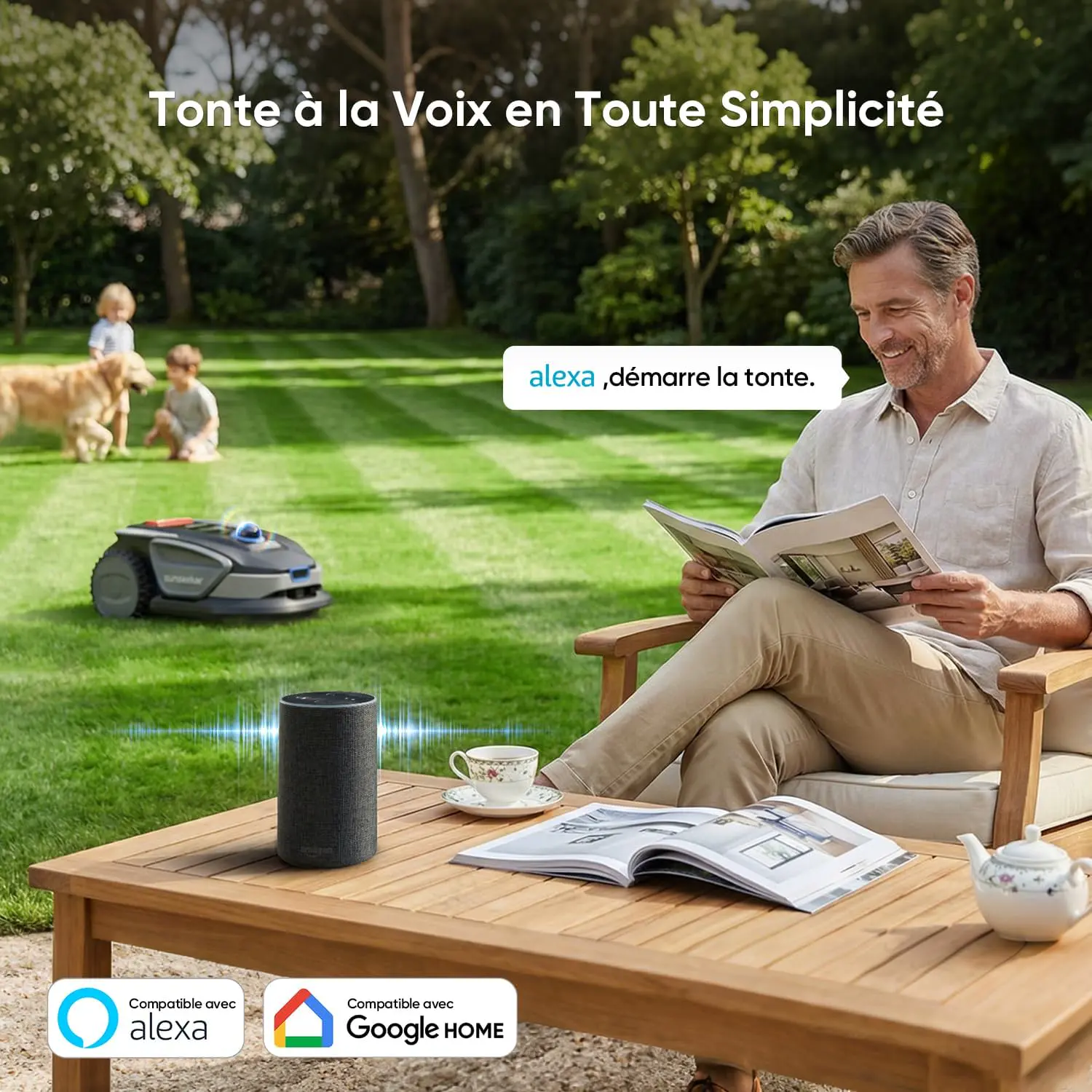 Robot tondeuse gris vue 10