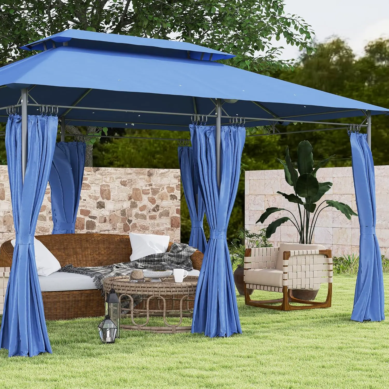 Tonnelle en métal bleu 3x4 m vue 8