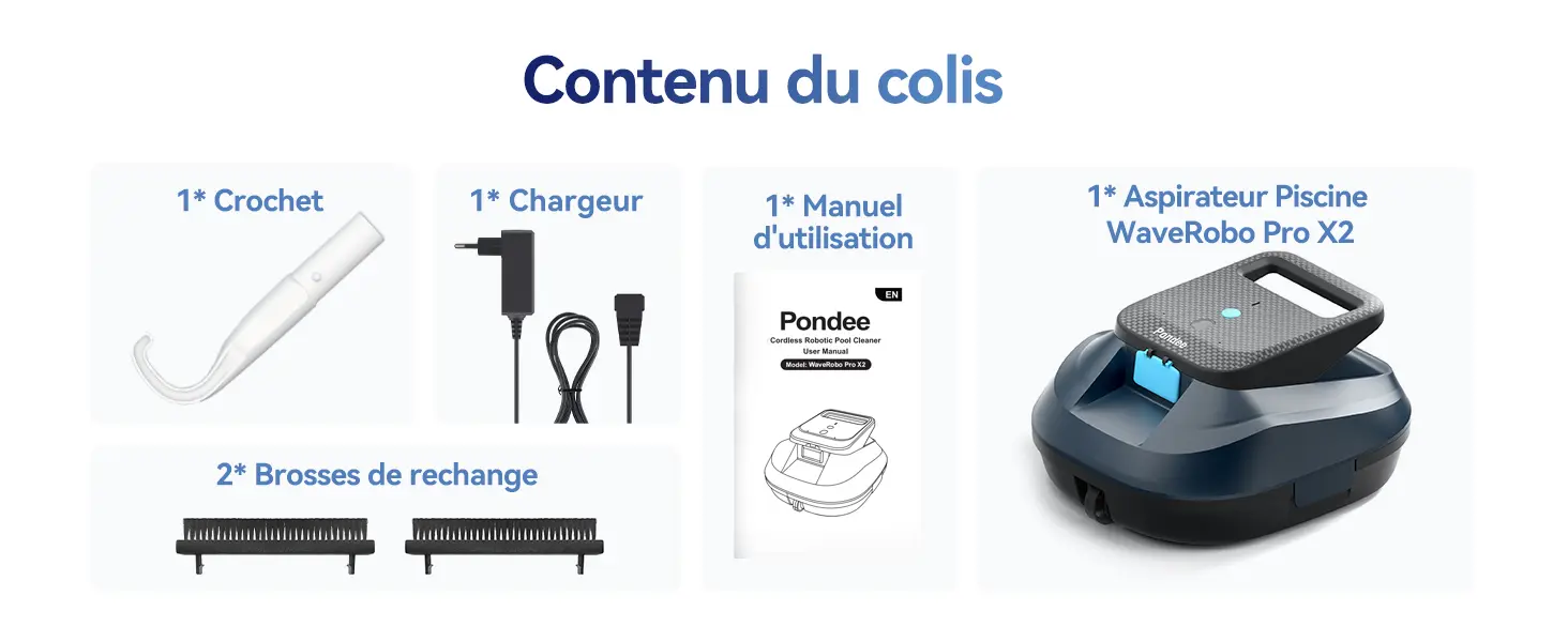 Robot piscine Pondee X2 Robot Piscine sans Fil avec 200 Min Au… — contenu détaillé 10