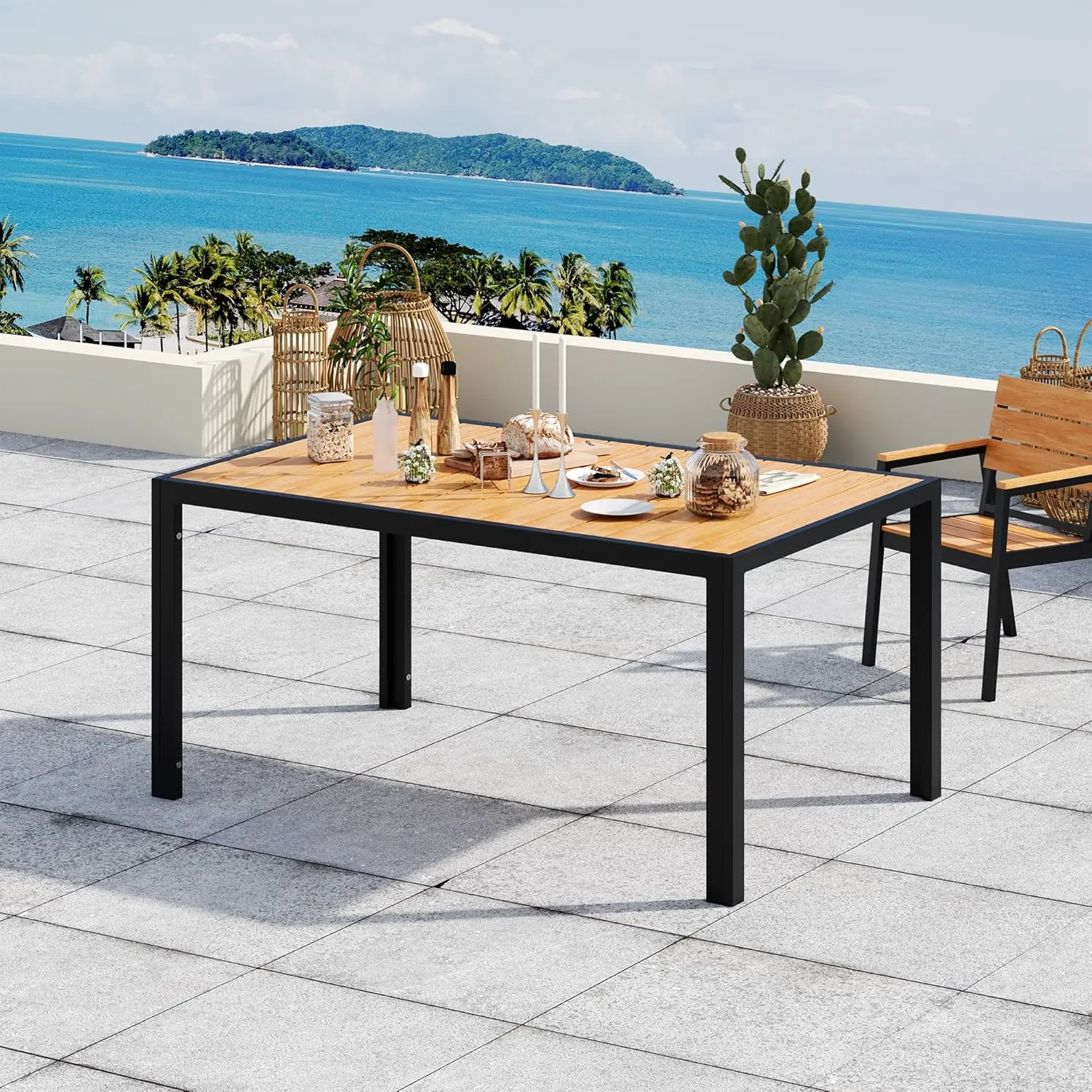 Devoko HDPS Table de Jardin Résistant aux Intempéries