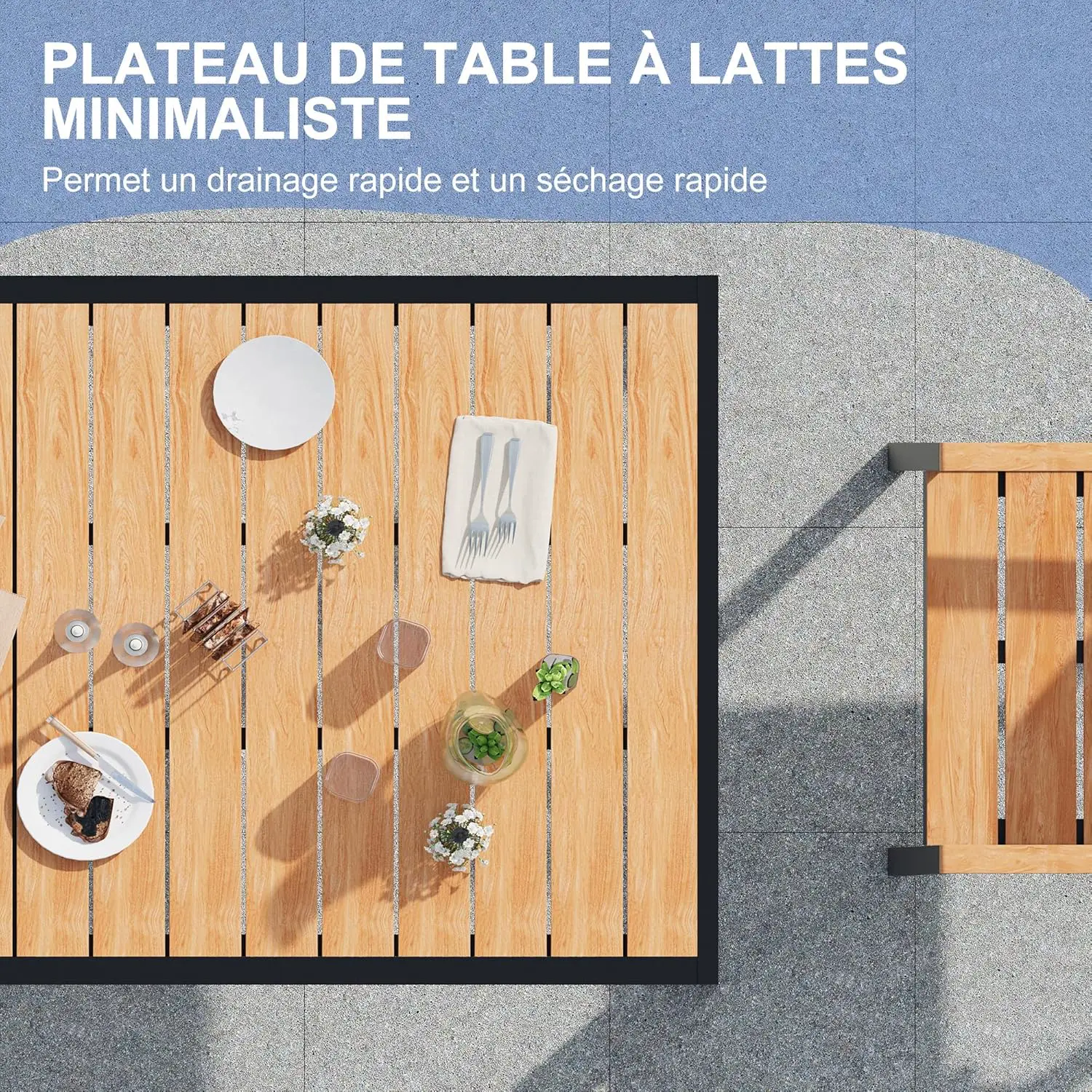 Table de jardin 6 places en aluminium naturel vue 3