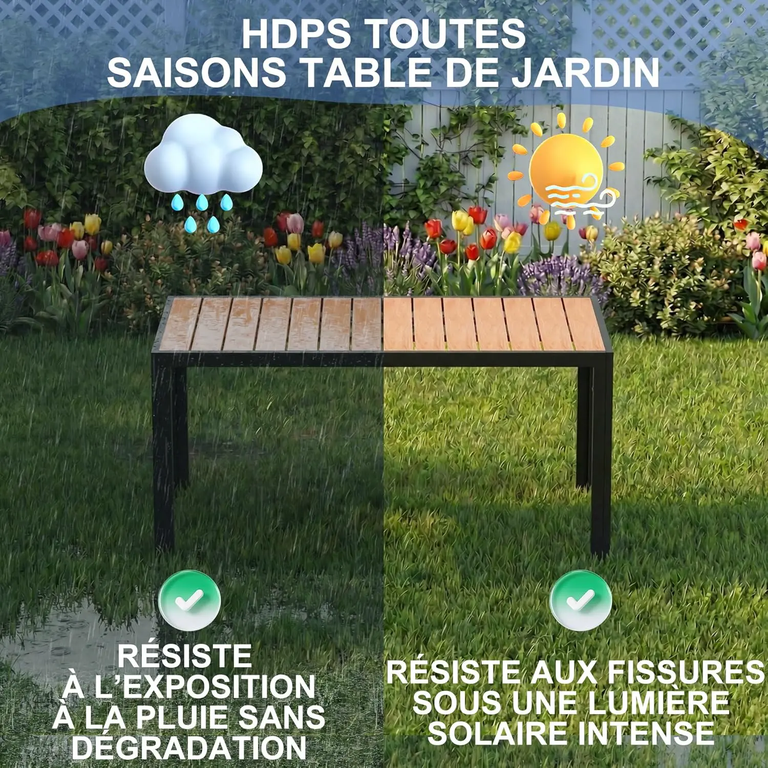 Table de jardin 6 places en aluminium naturel vue 5