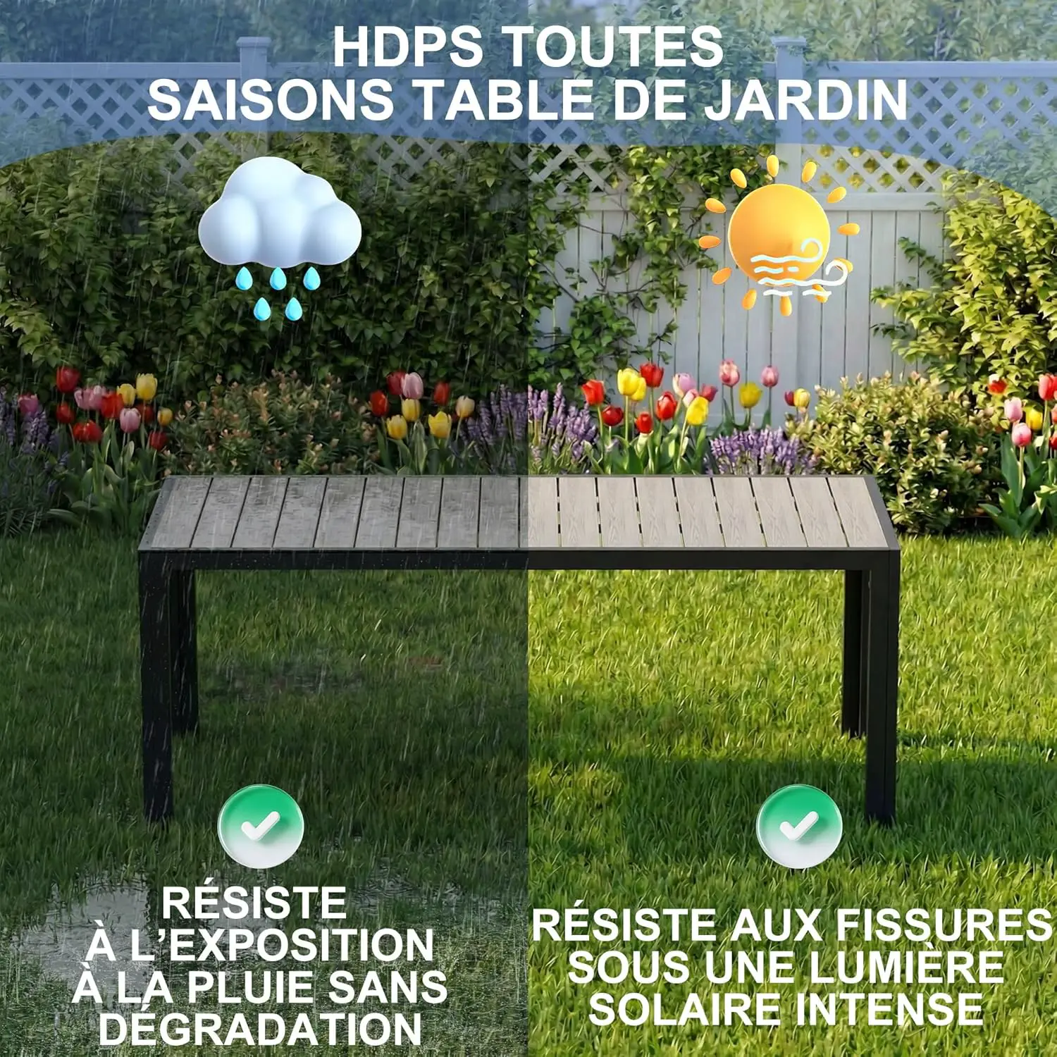 Table de jardin 8 places en aluminium gris vue 5