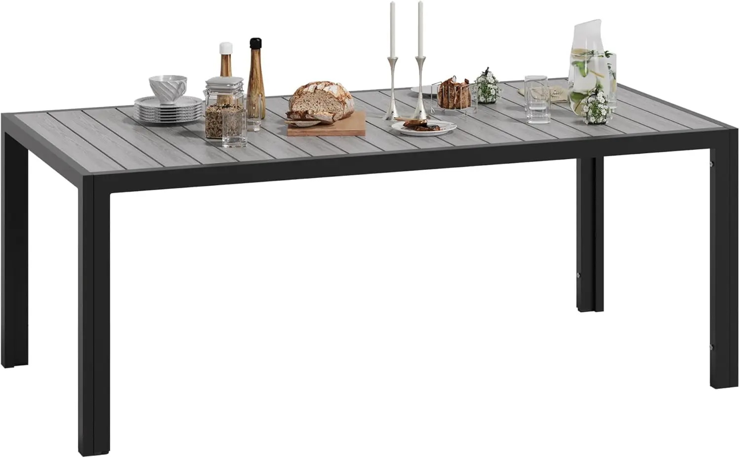 Table de jardin 8 places en aluminium gris vue 8