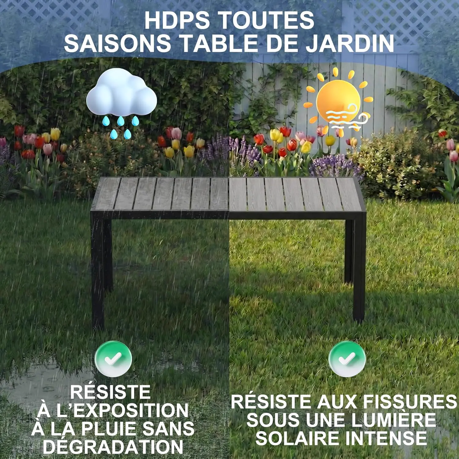 Table de jardin 6 places en aluminium gris vue 5