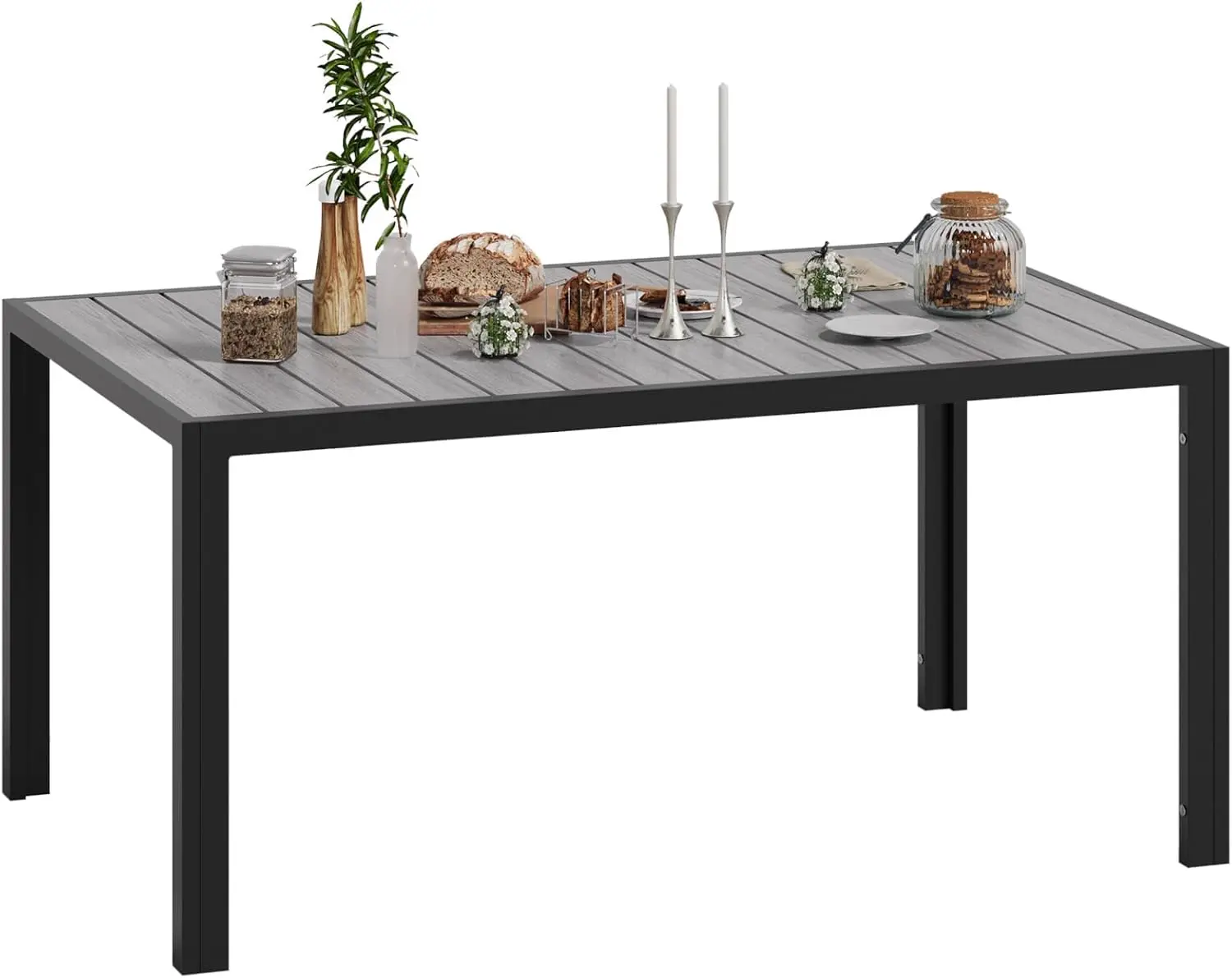 Table de jardin 6 places en aluminium gris vue 8