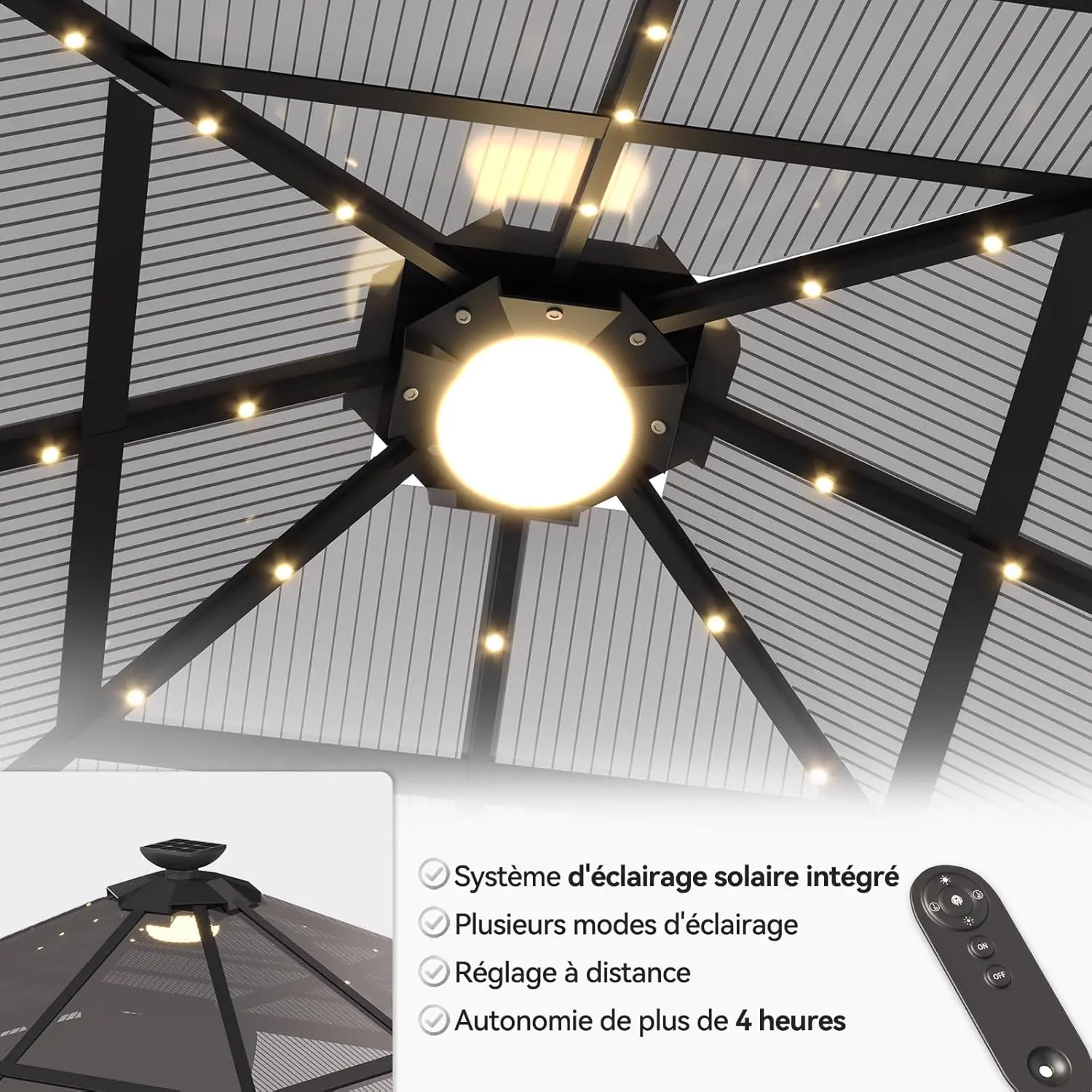 Pergola en aluminium 3x3 m vue 5