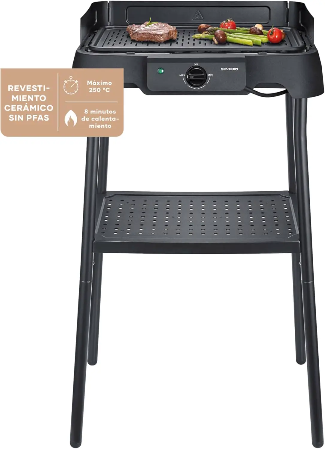 SEVERIN Barbecue électrique extérieur sur pieds avec plaque