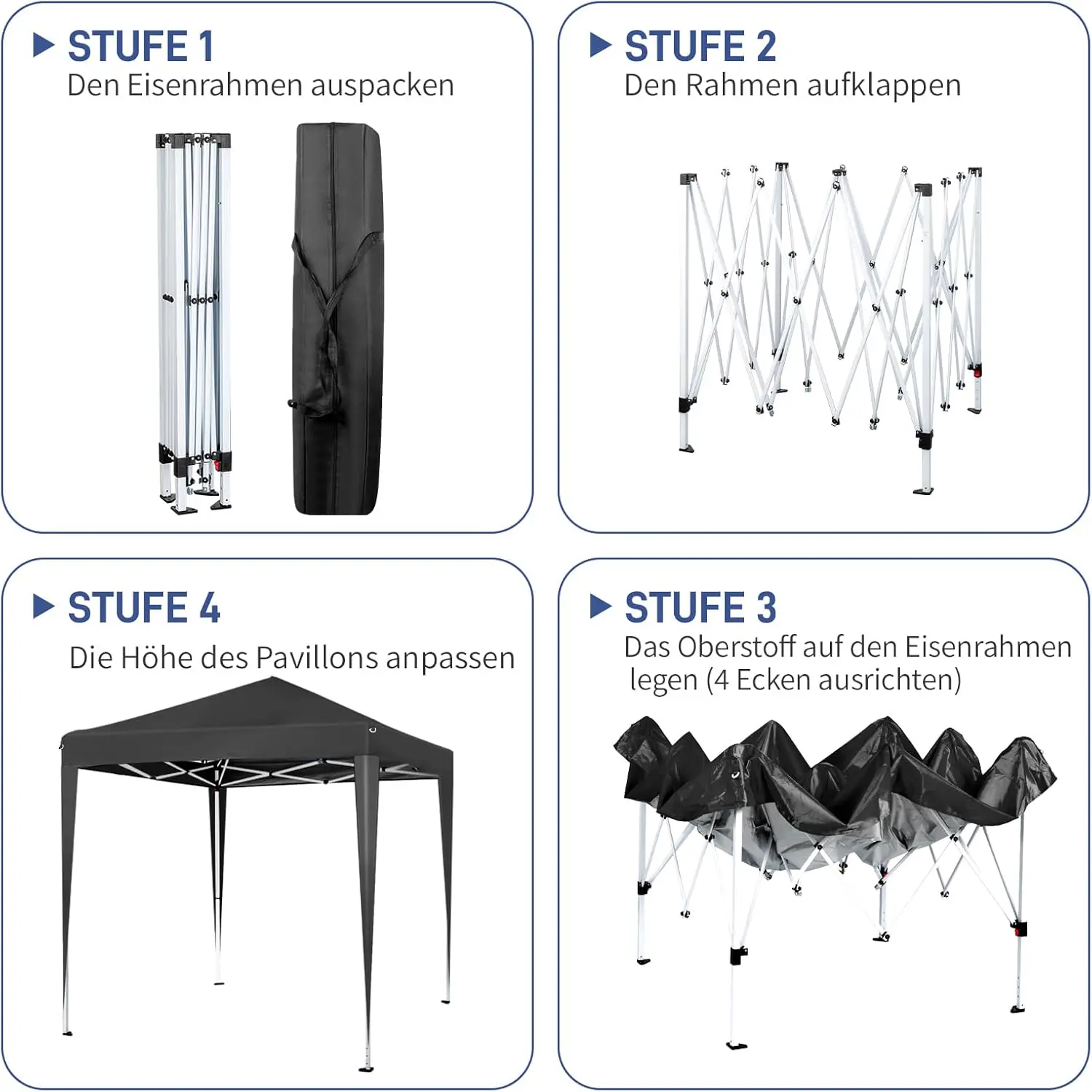 Tonnelle en métal noir 2x2 m vue 4