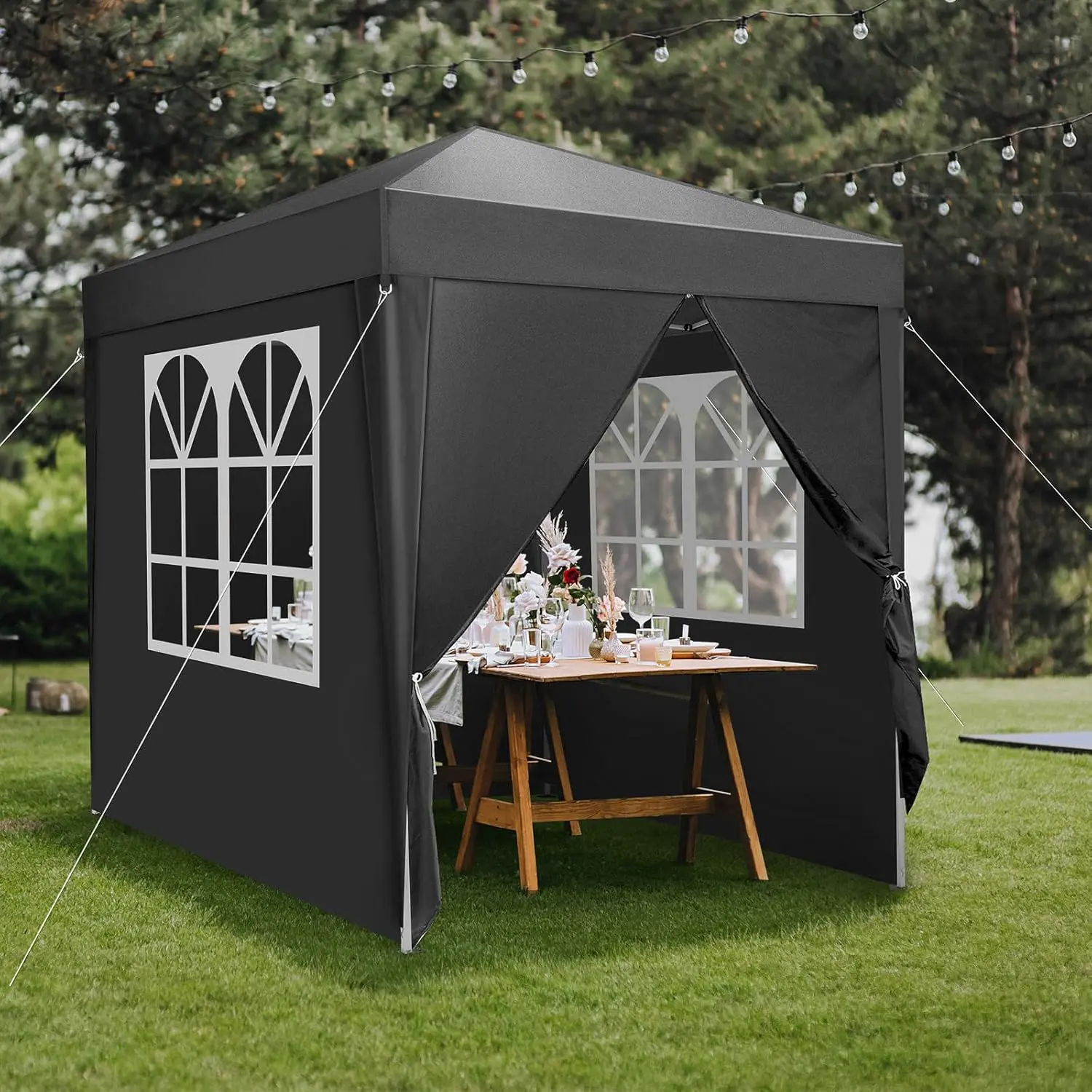 Tonnelle en métal noir 2x2 m vue 6