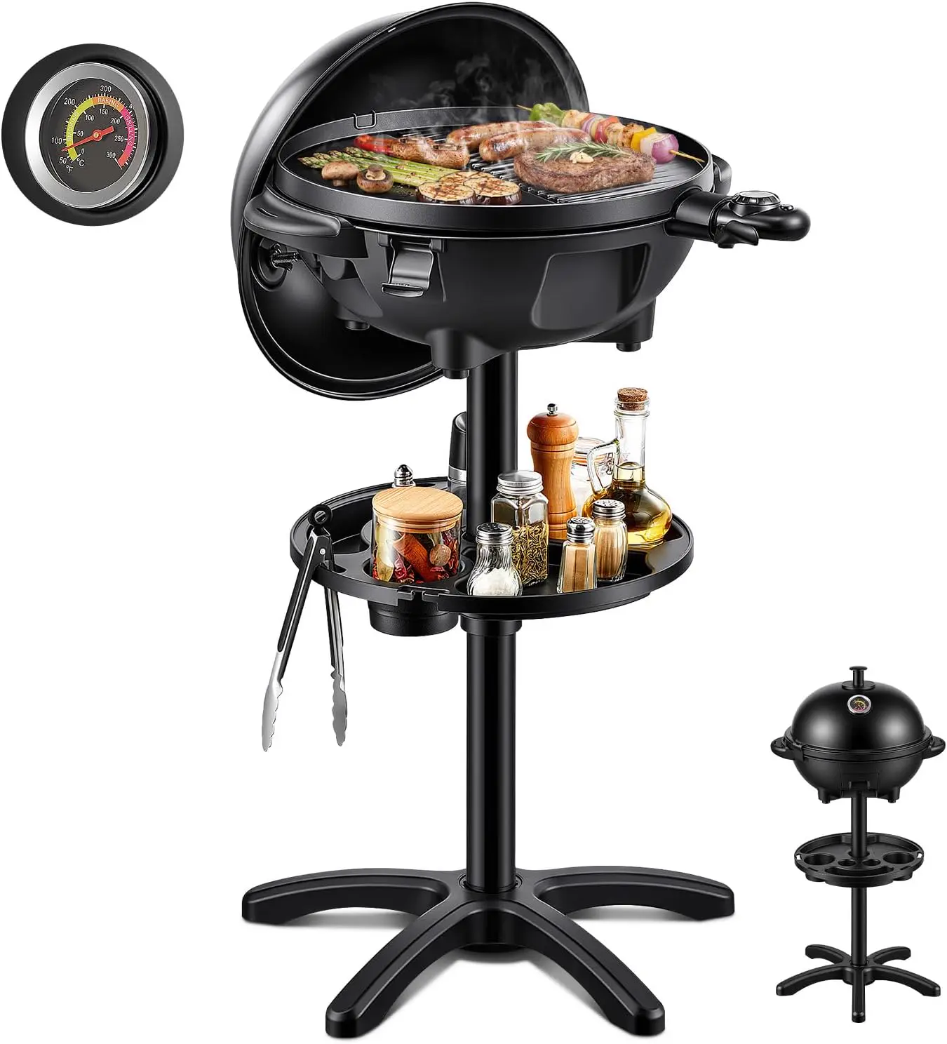 FOHERE 2400W Barbecue Électrique 2 in 1: Grill sur Pied & de Table
