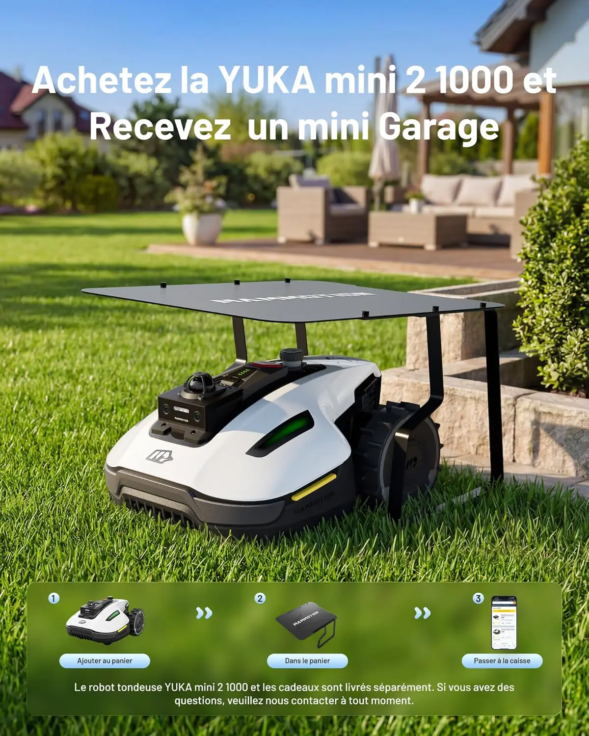 Robot tondeuse blanc vue 2