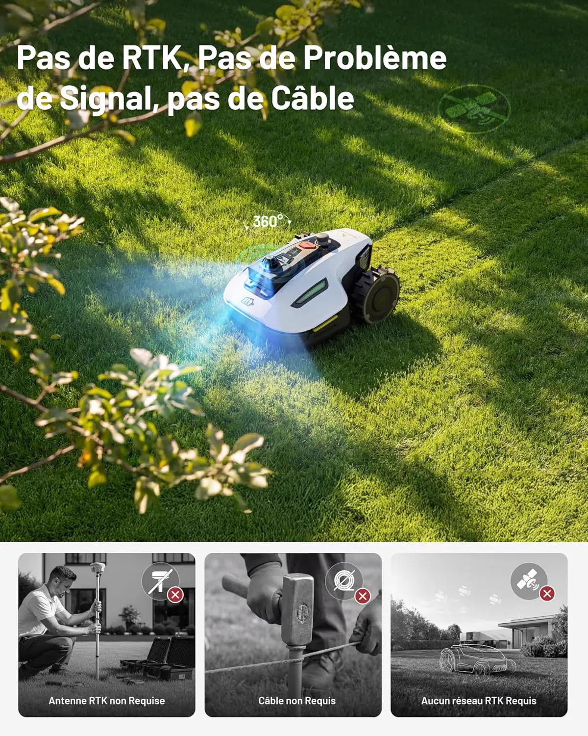 Robot tondeuse MAMMOTION YUKA Mini 2 800 LiDAR Robot Tondeuse… vue 6