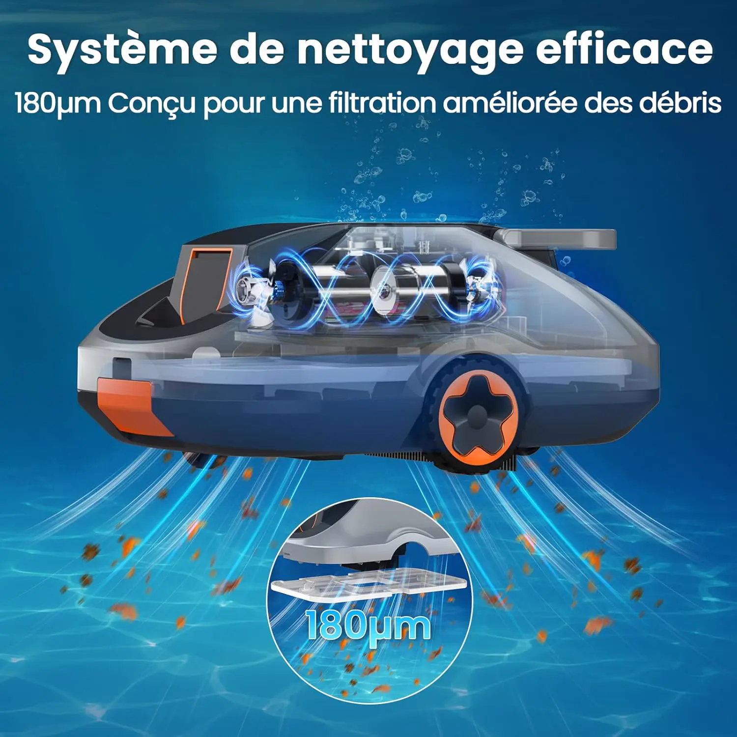 Robot piscine sable vue 4