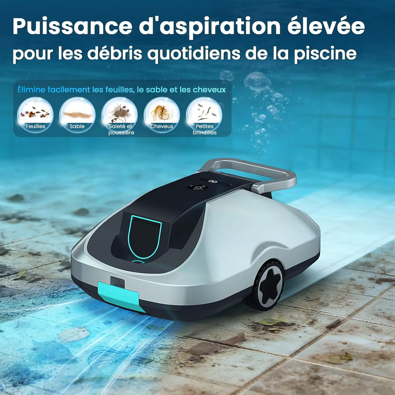 Robot piscine gris vue 2