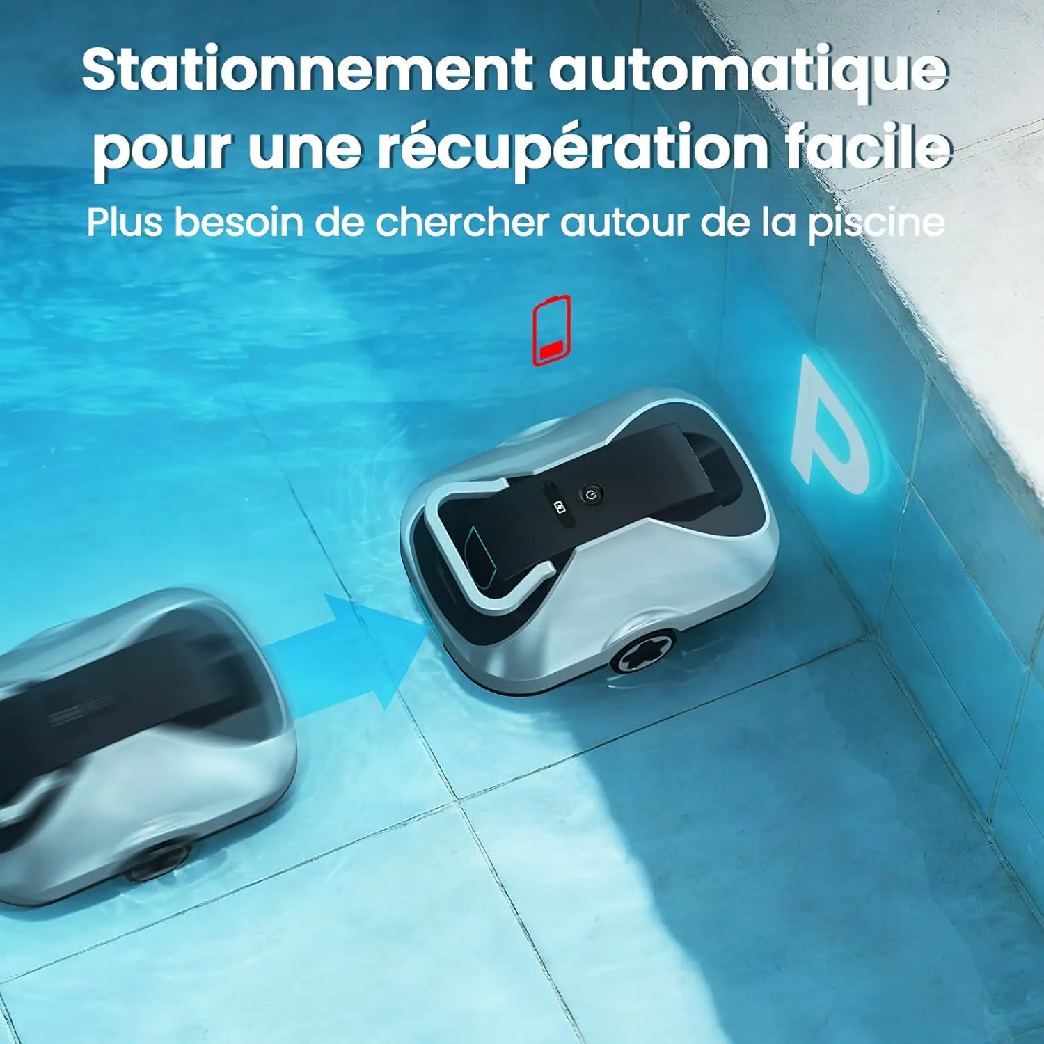 Robot piscine gris vue 6