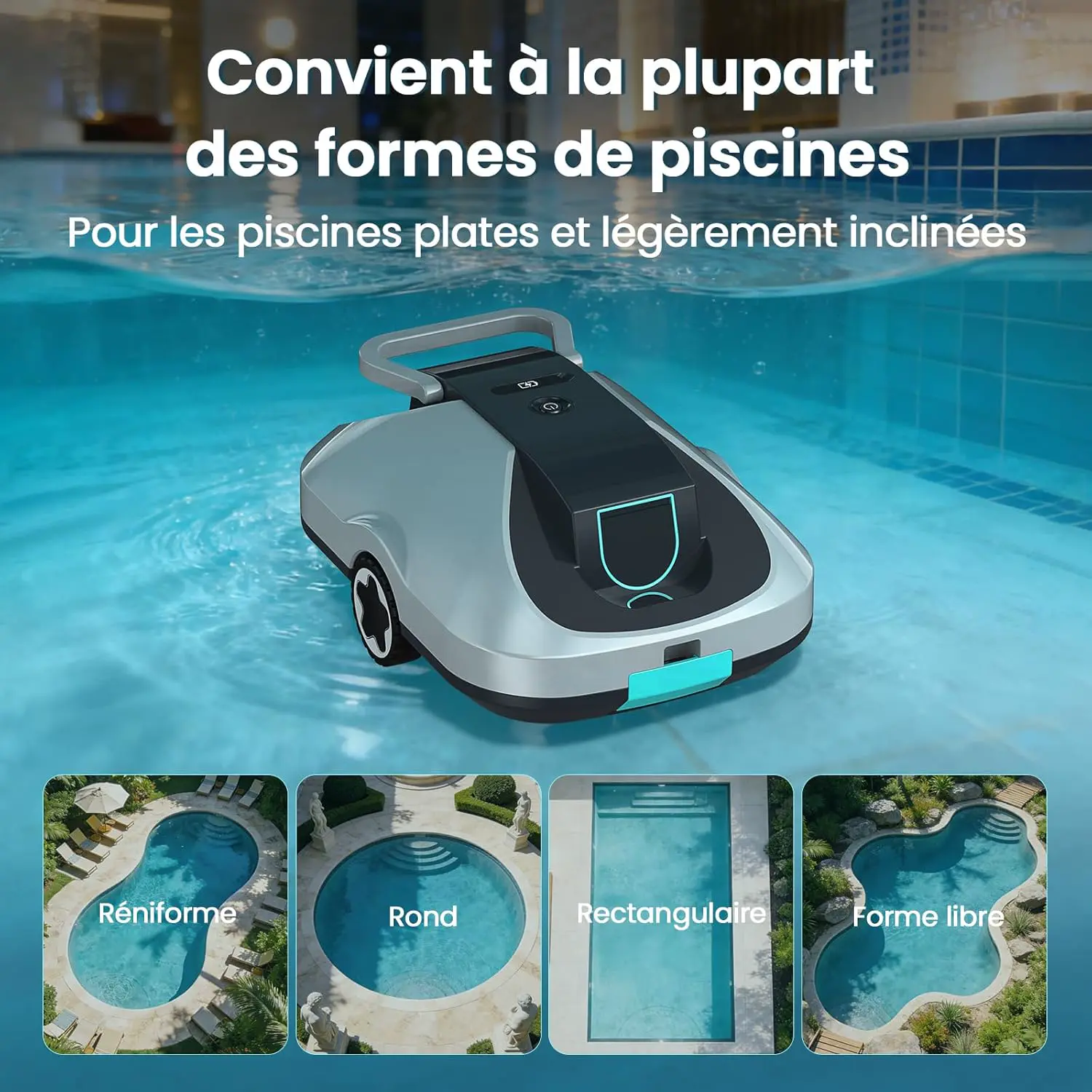 Robot piscine gris vue 7