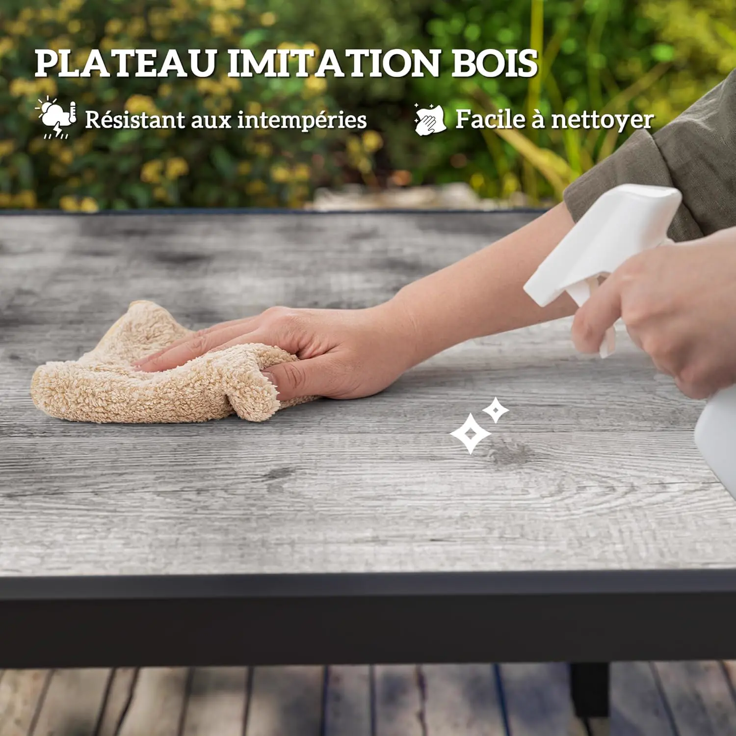 Table de jardin 8 places en métal gris vue 5
