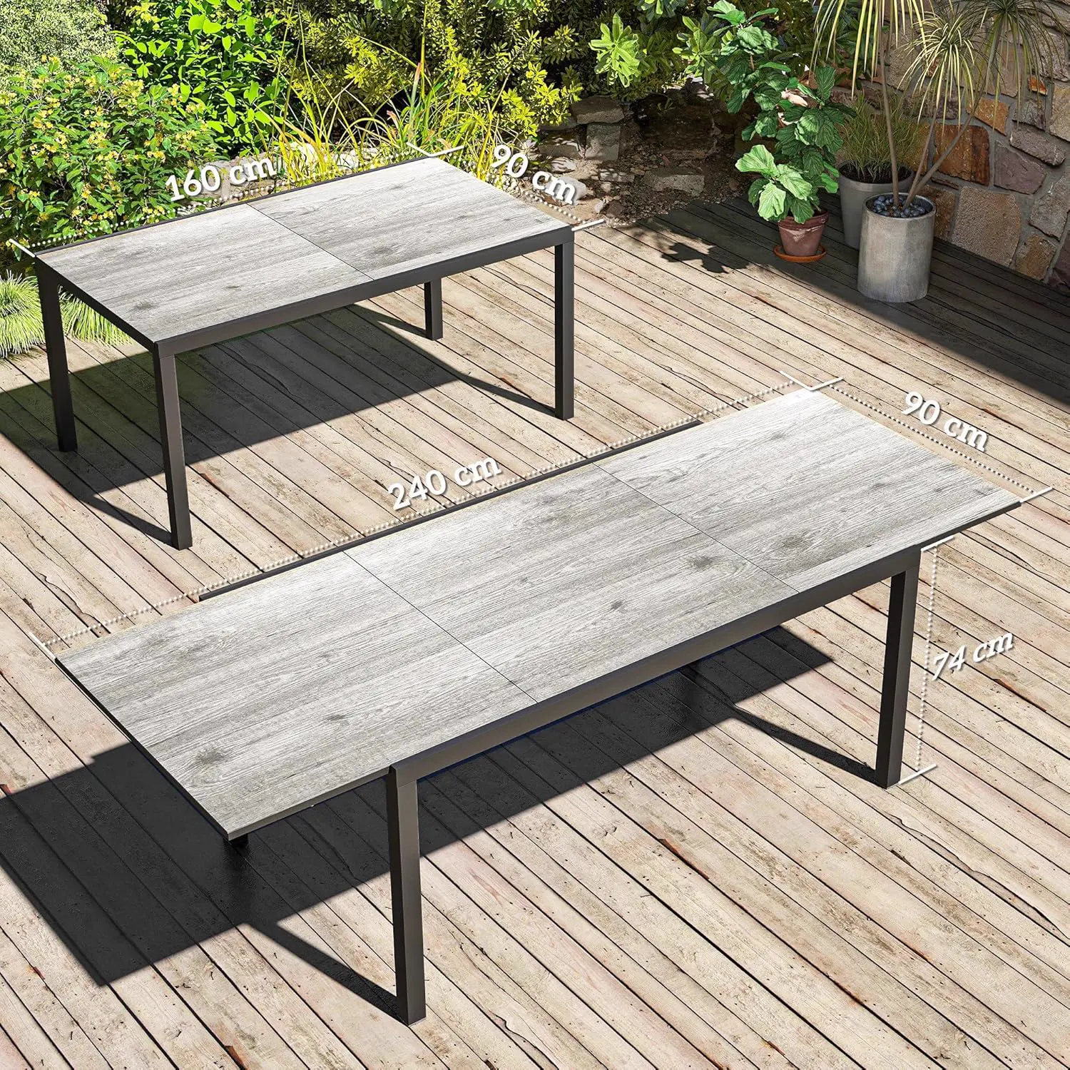 Table de jardin 8 places en métal gris vue 7