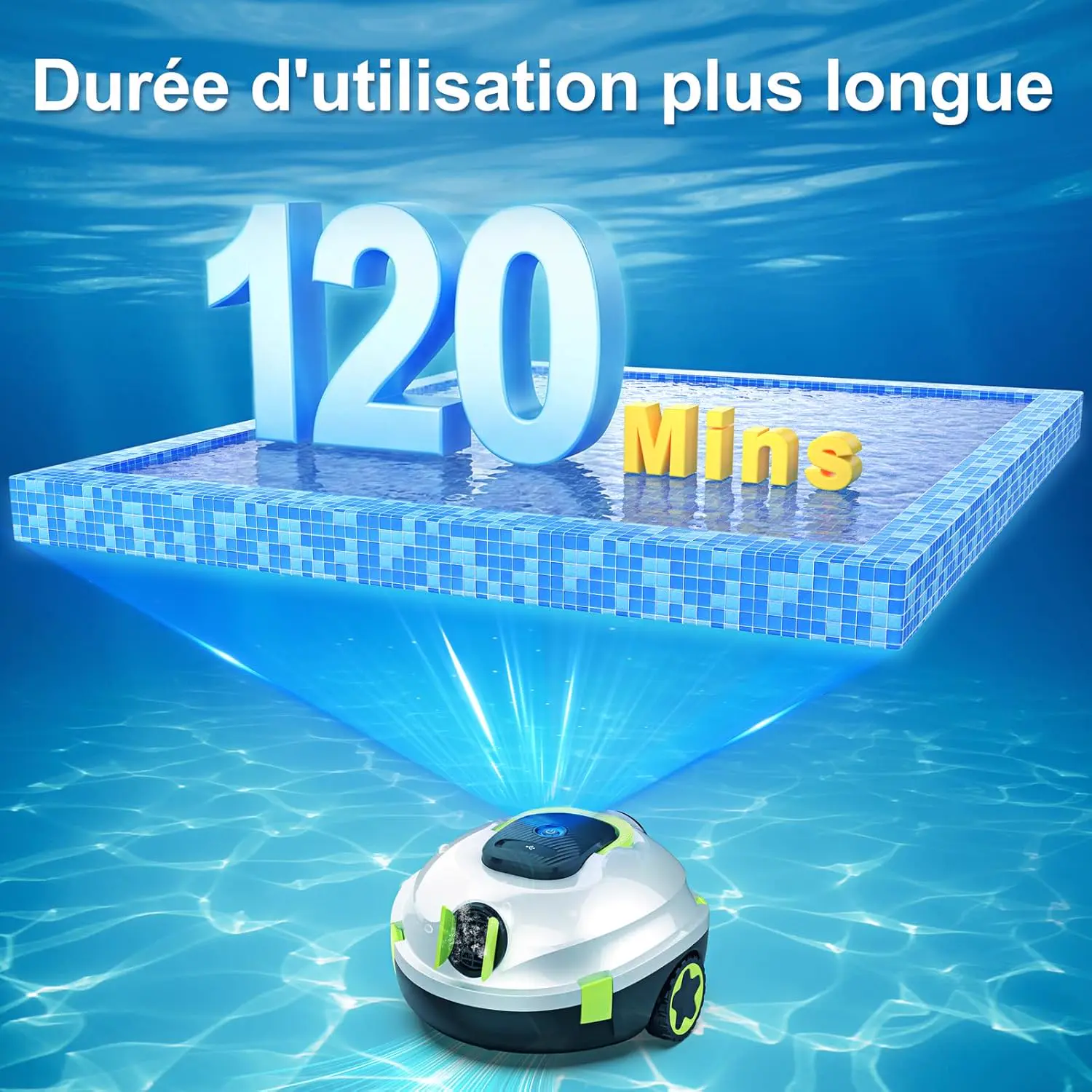Robot piscine blanc vue 3