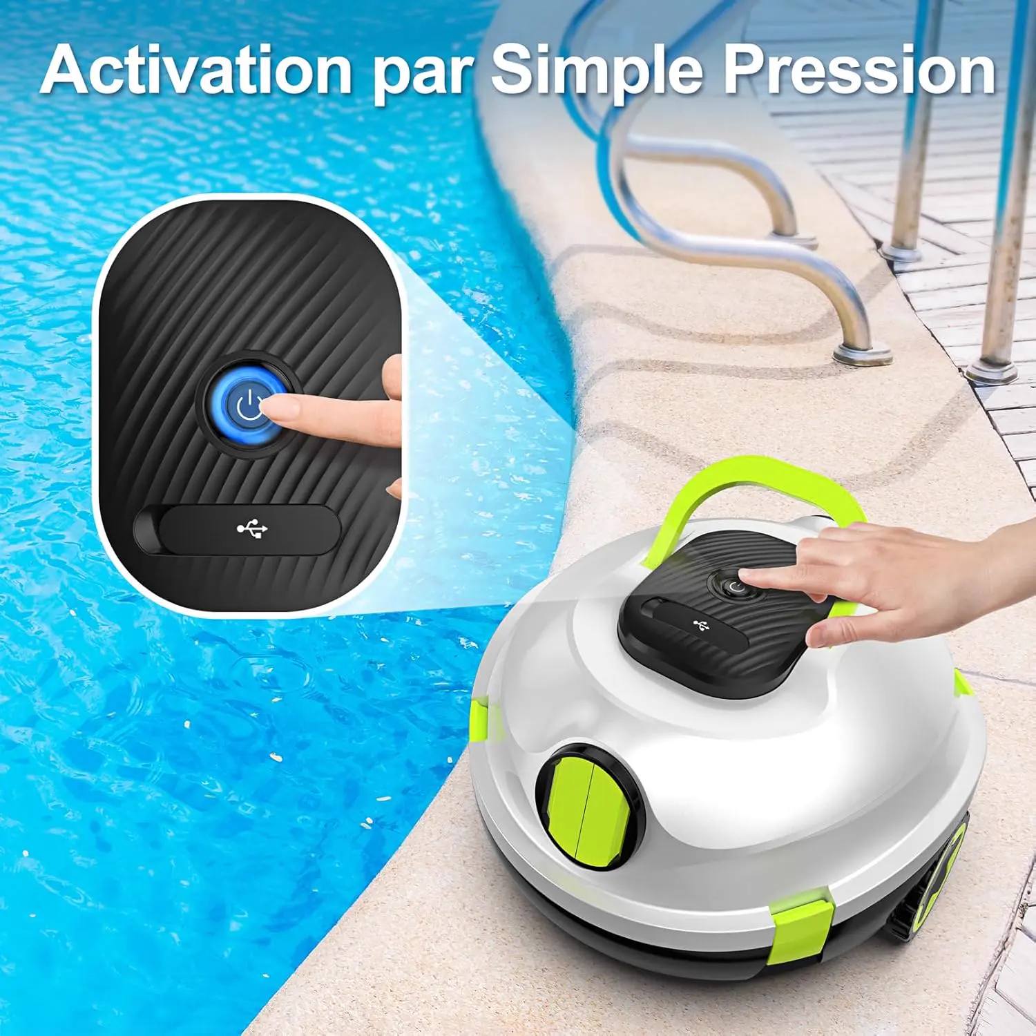 Robot piscine blanc vue 7