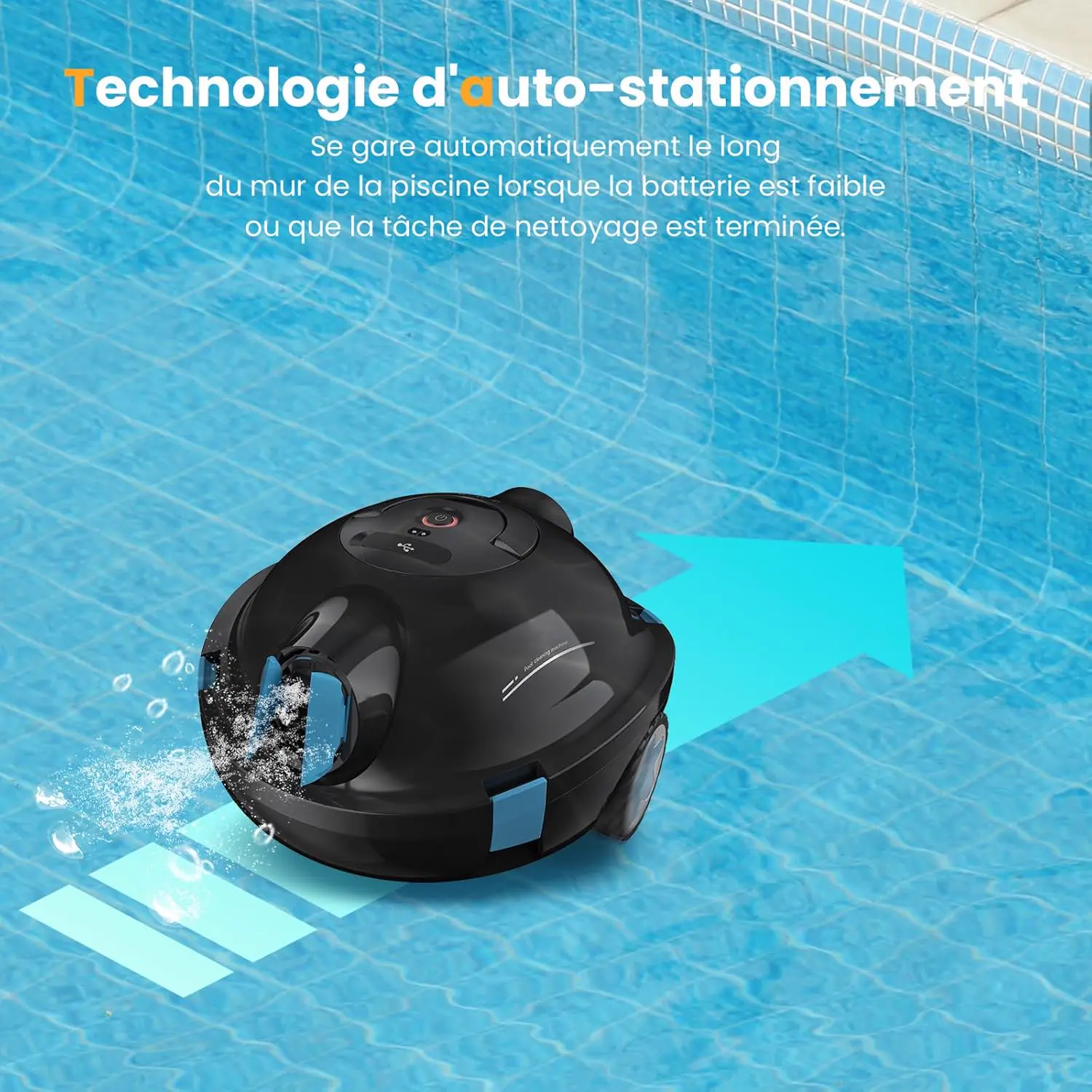 Robot piscine noir 100 m² vue 6