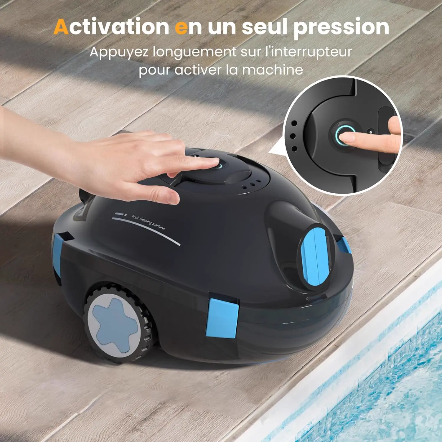Robot piscine noir 100 m² vue 7