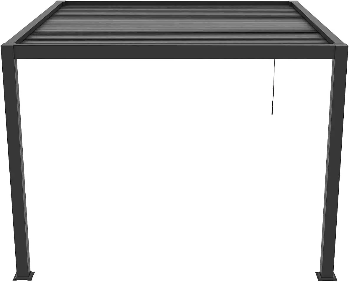 Pergola en aluminium gris 9,4 m² adossée vue 2