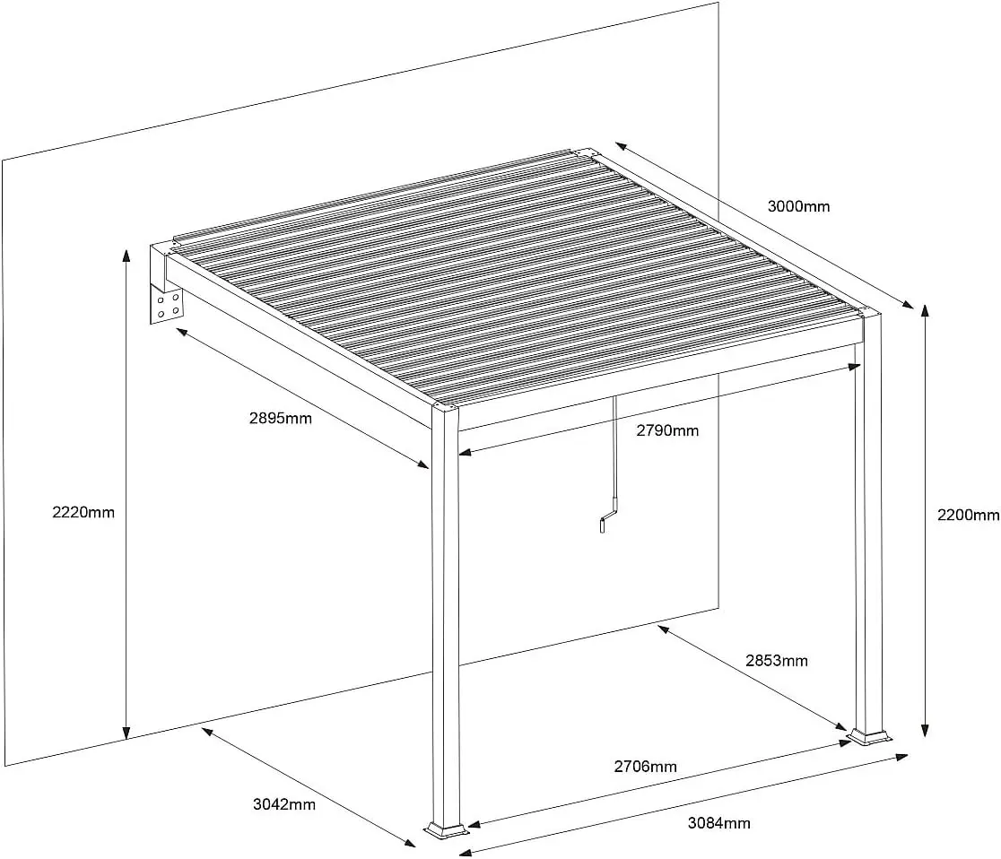 Pergola en aluminium gris 9,4 m² adossée vue 4