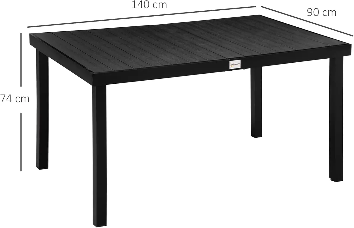 Table de jardin 6 places en aluminium noir vue 3