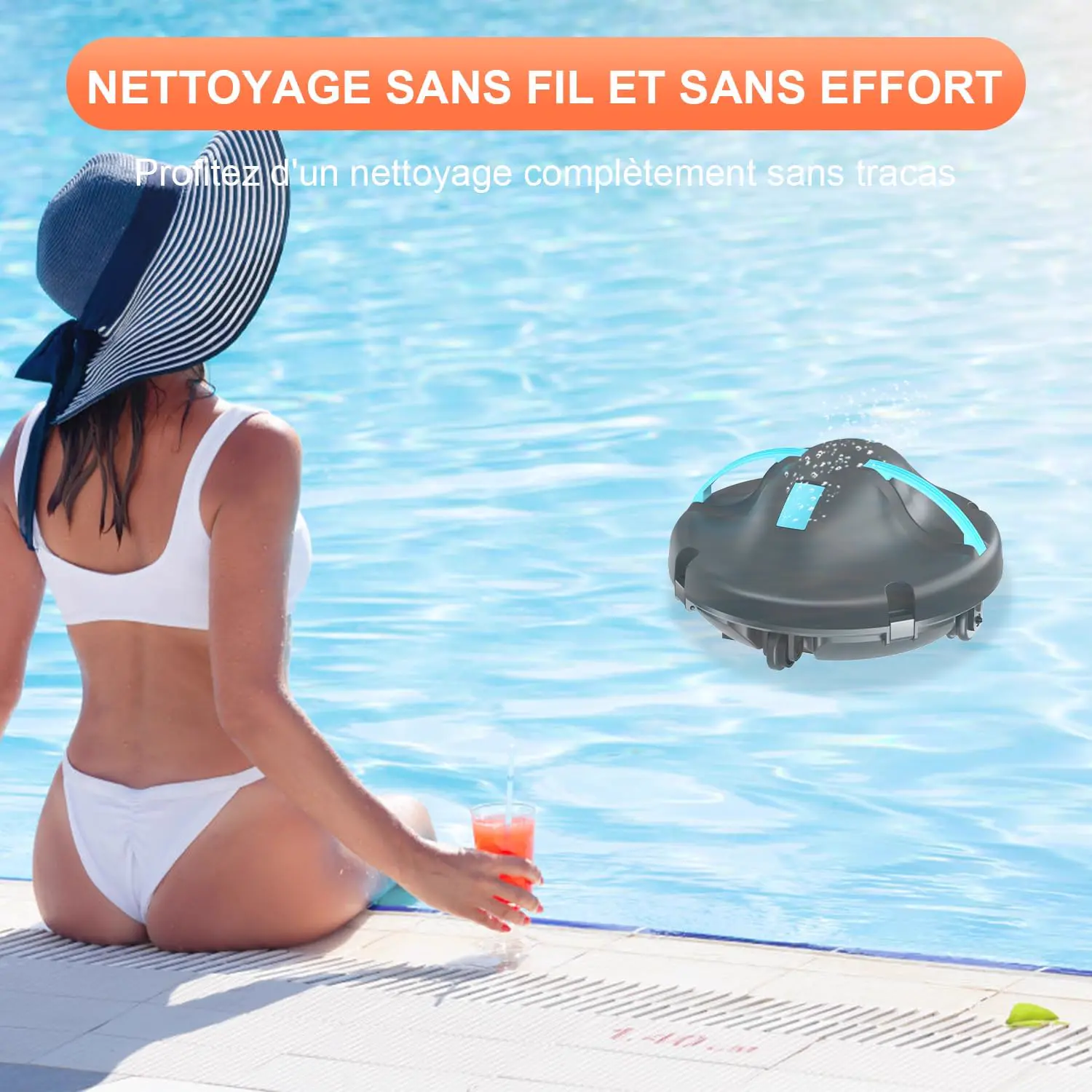 Robot piscine bleu vue 2