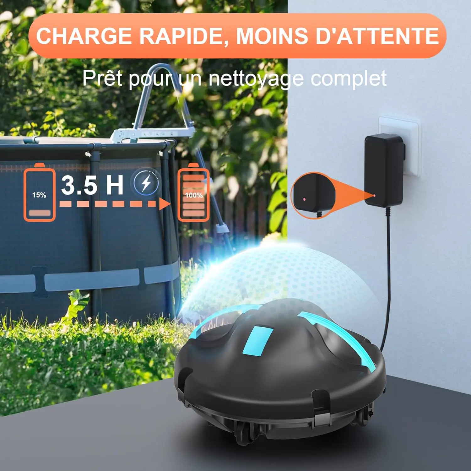 Robot piscine bleu vue 5