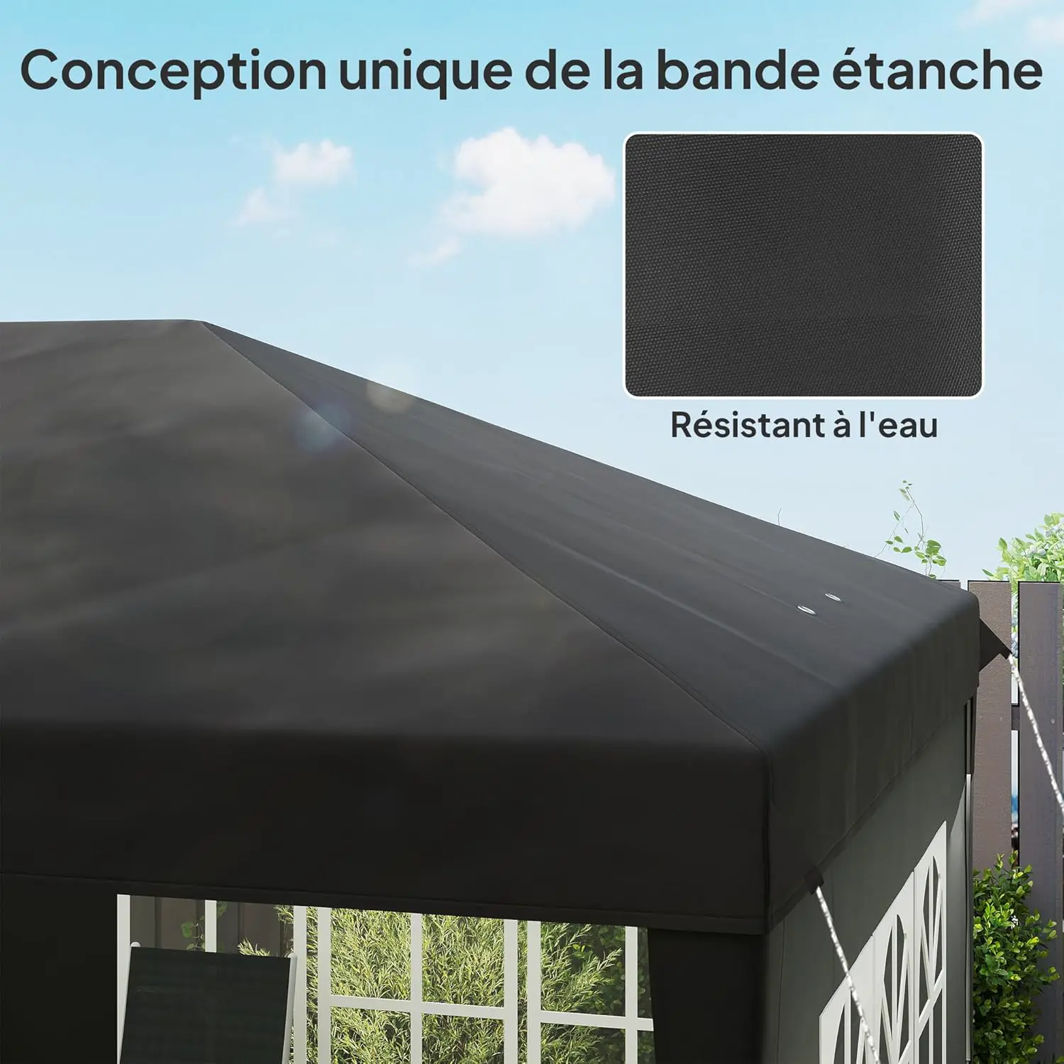Tonnelle en métal noir 3x6 m vue 5