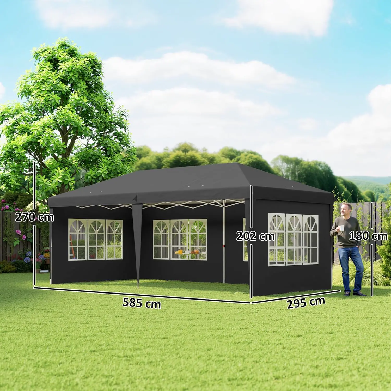 Tonnelle en métal noir 3x6 m vue 7