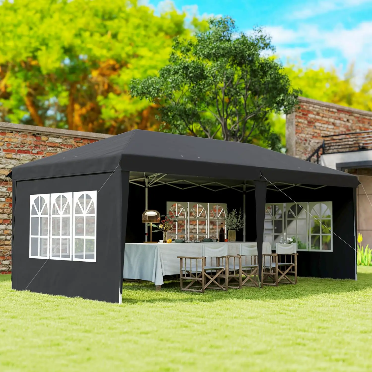 Tonnelle en métal noir 3x6 m vue 9