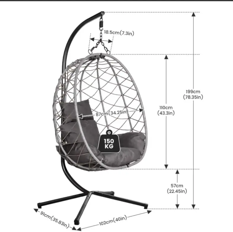 Fauteuils suspendus en métal gris vue 4
