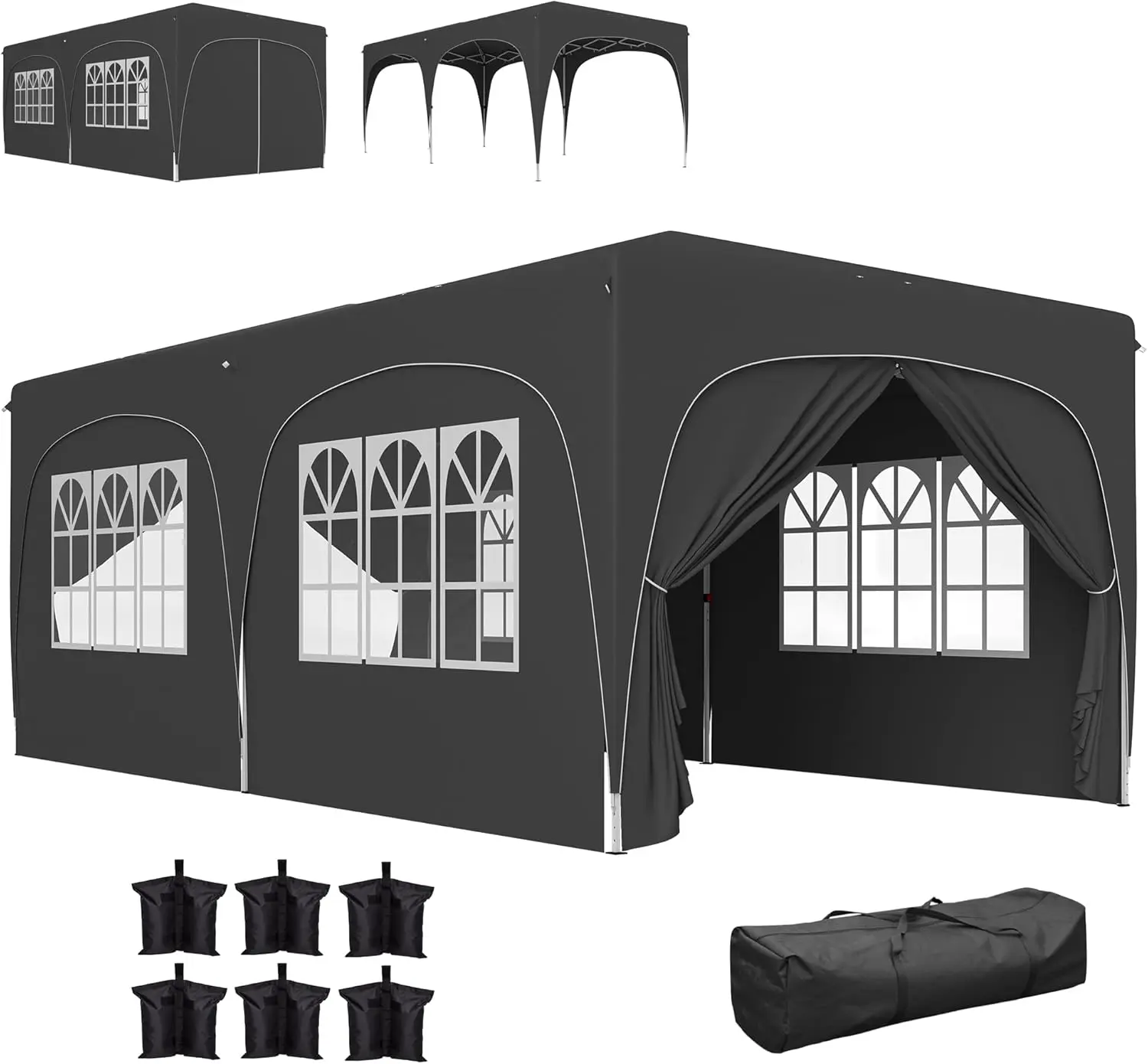 Outsunny Tonnelle de jardin extérieure 3 x 6 m