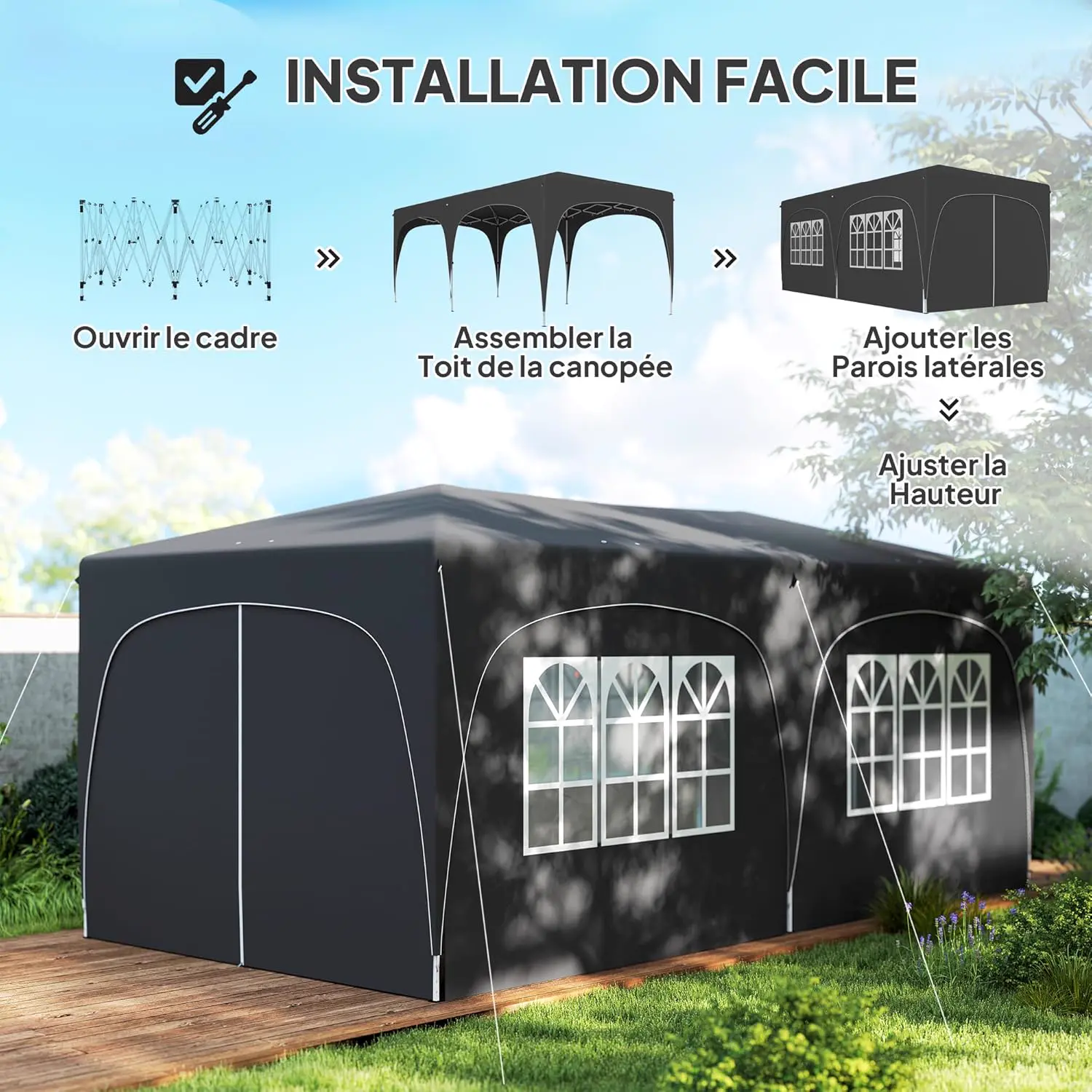 Tonnelle sable 3x6 m vue 3